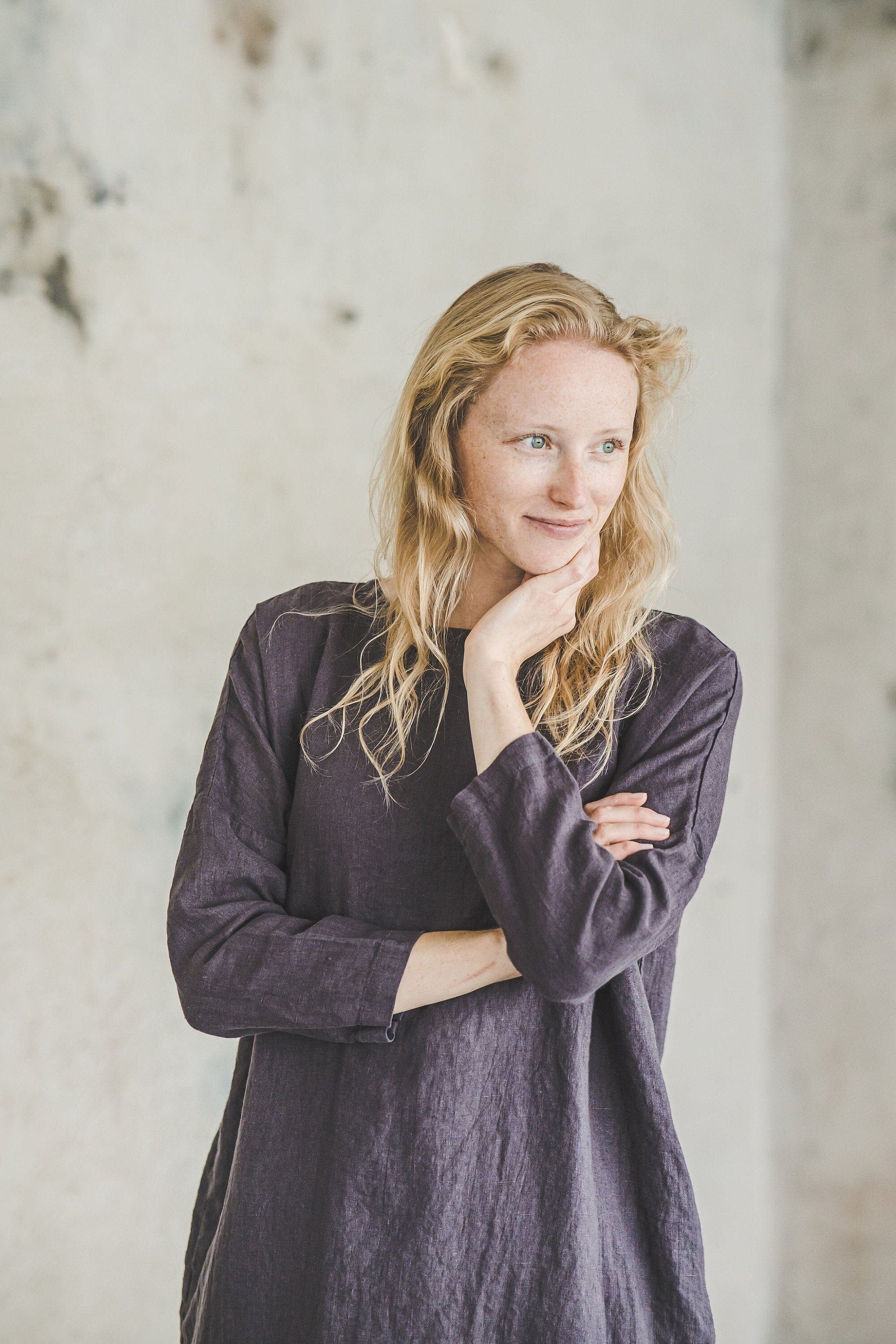 Linen Tunic Dress Loose Fitting Old Linen Mill