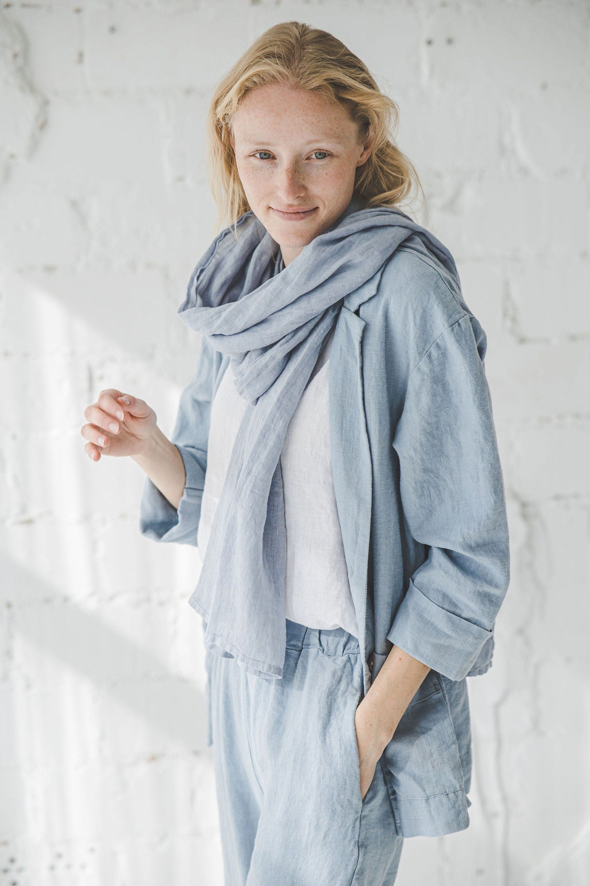 Linen Unisex Scarf Old Linen Mill