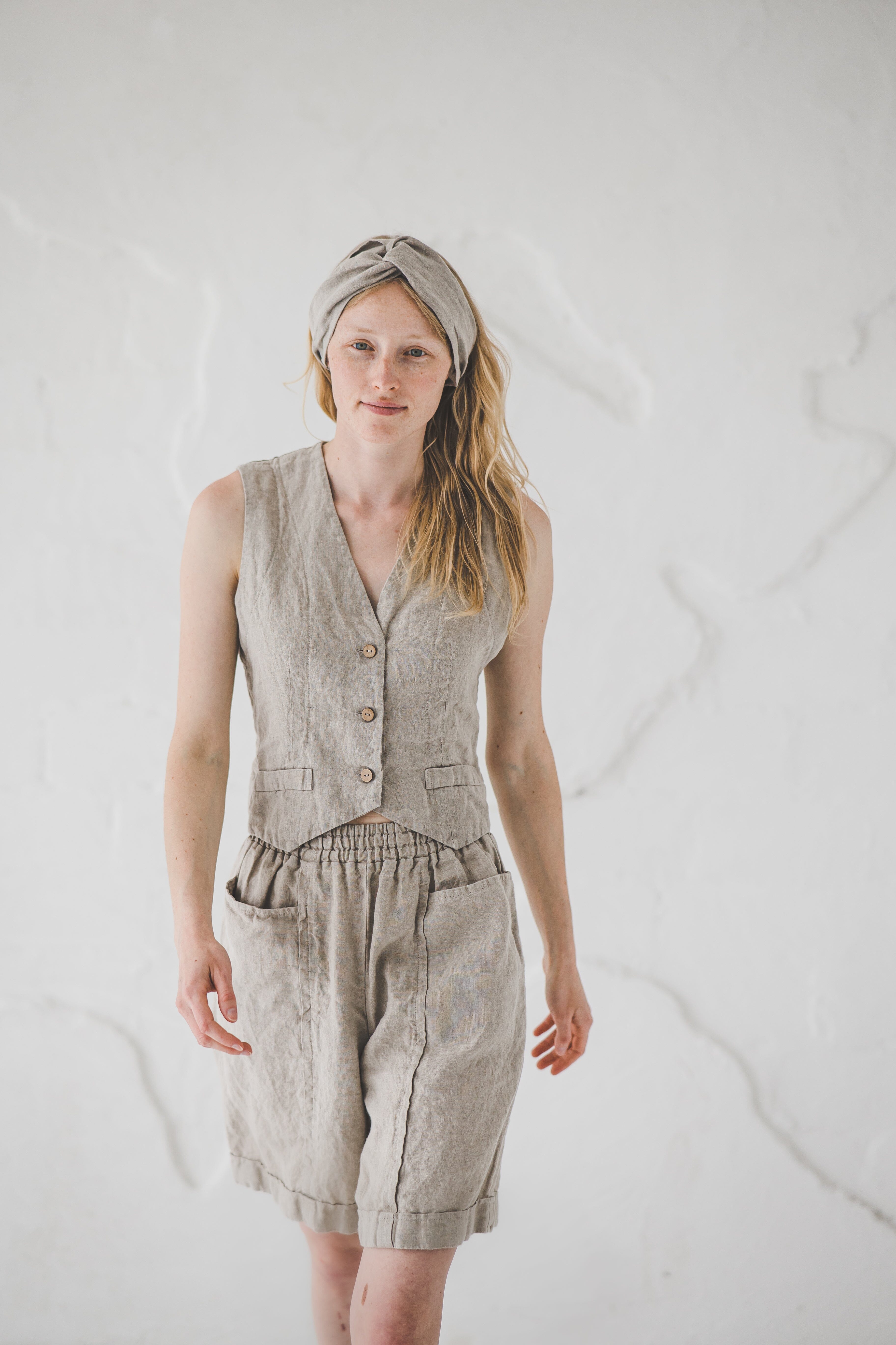 Linen Vest with Back Ties 246 Old Linen Mill