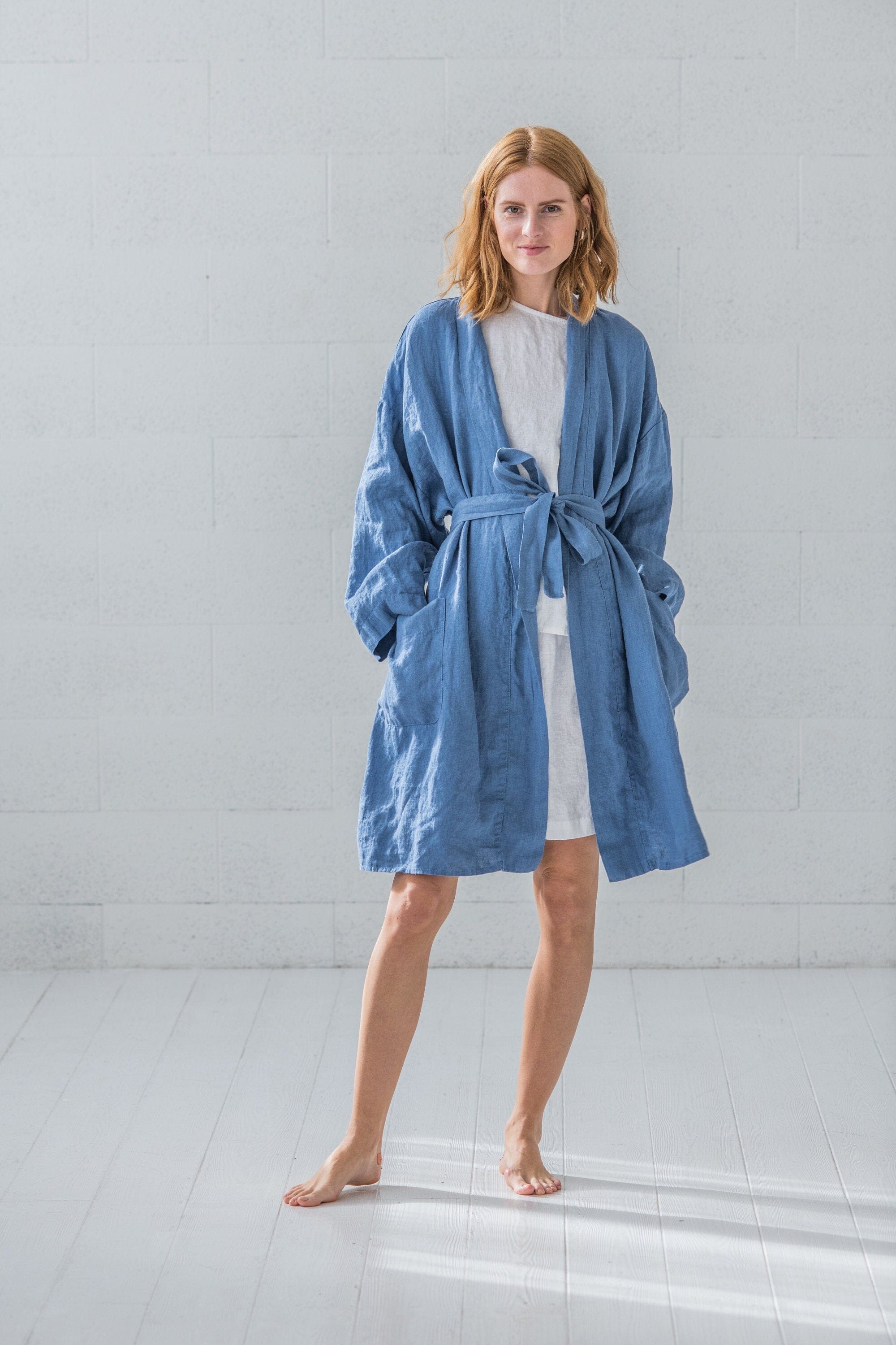 Long Linen Bathrobe Gift For Her Old Linen Mill