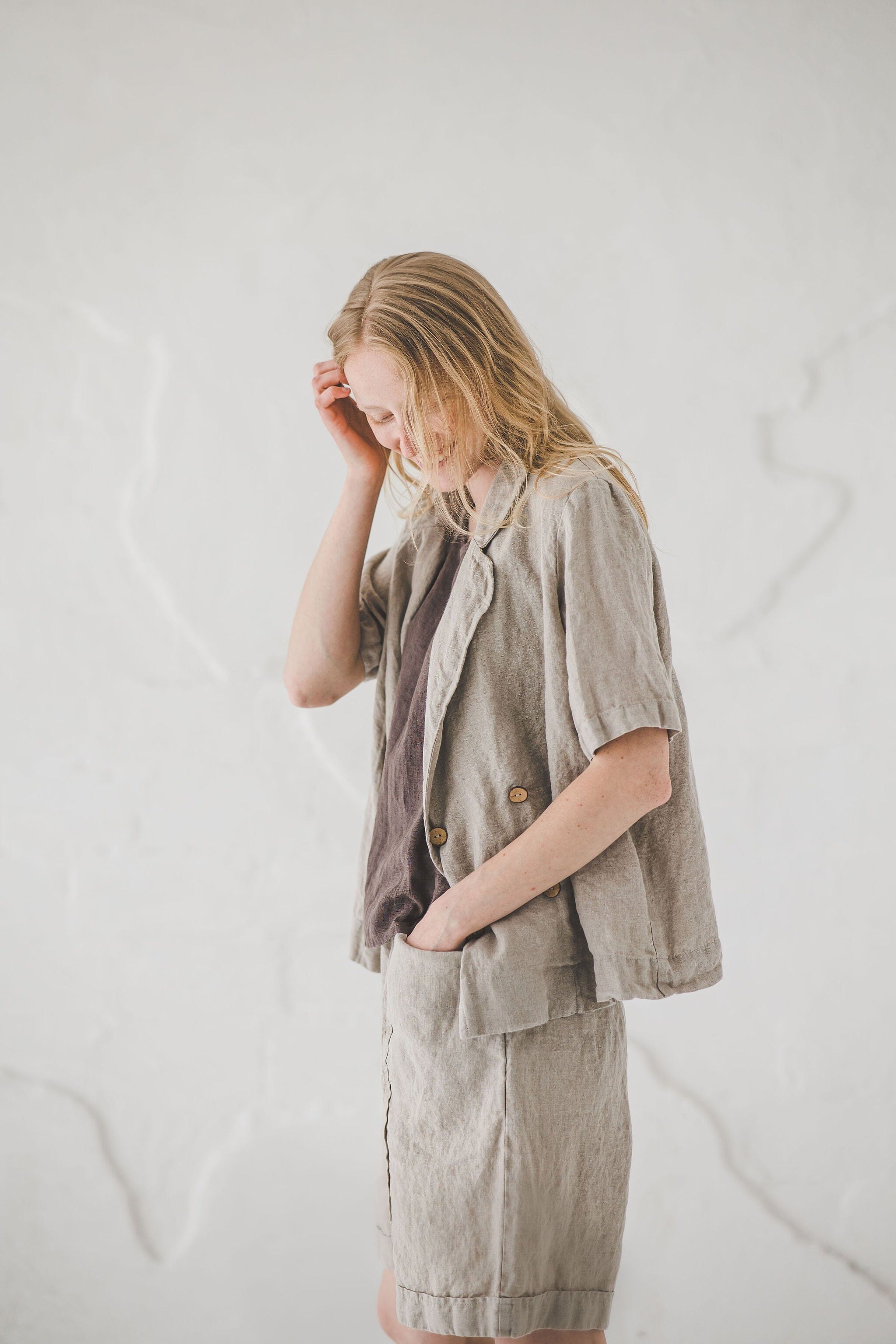Loose Linen Cardigan, Jacket for Women, Linen Jacket with Pockets, Flax Linen Blazer C14 Old Linen Mill