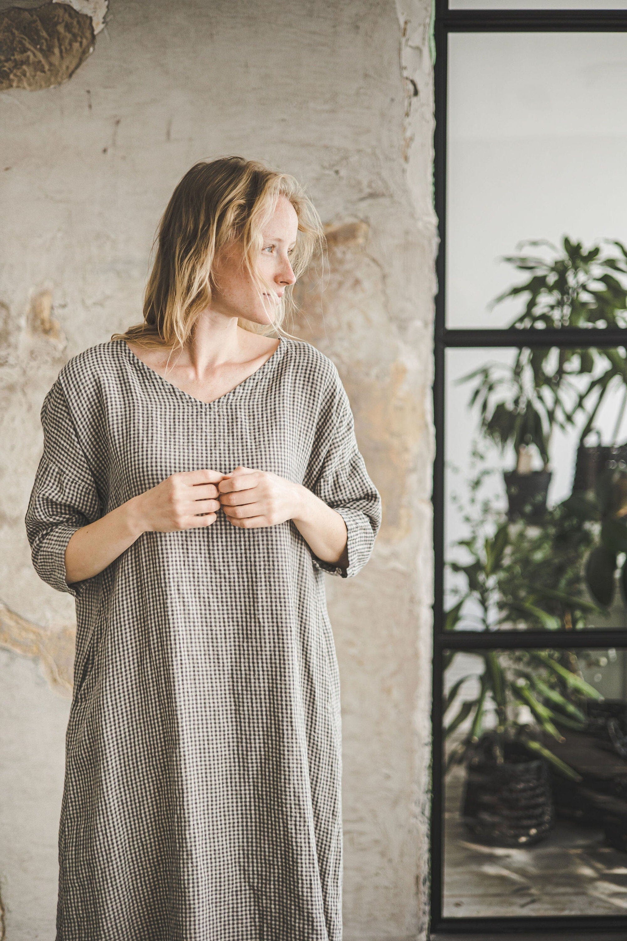 Loose Linen Fitting Women Dress Old Linen Mill