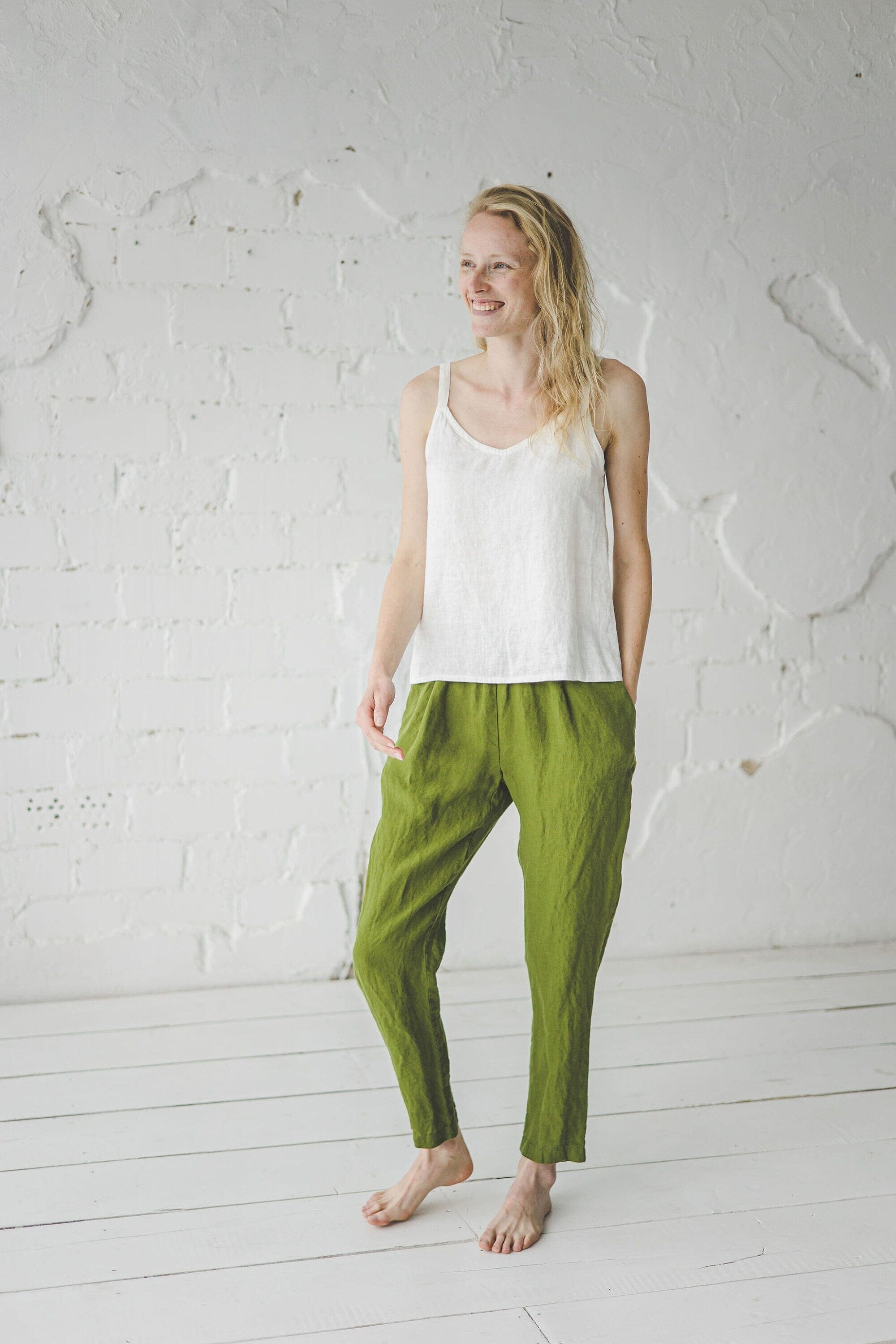 Loose Natural Linen Pants Old Linen Mill