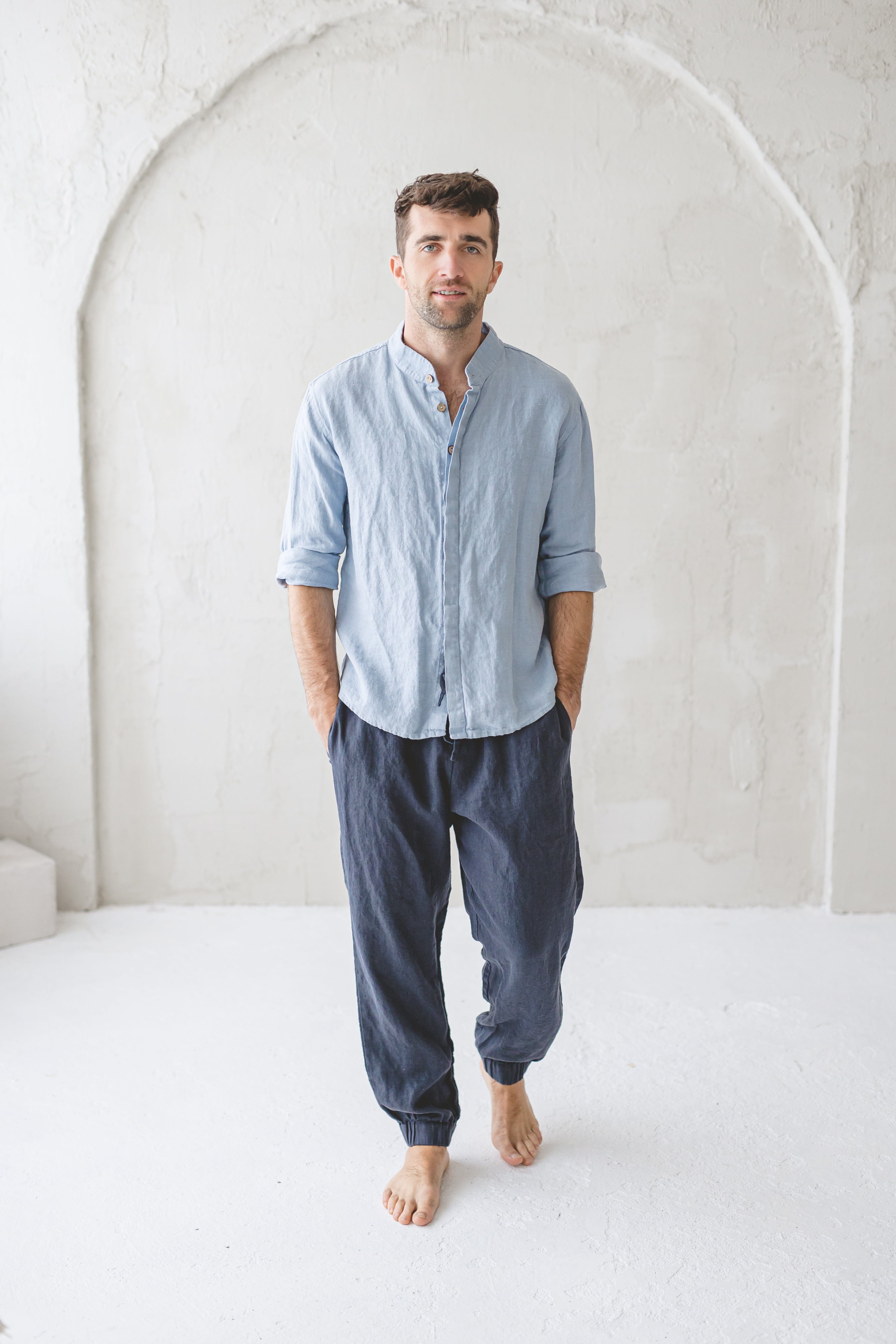 Men's Cargo Linen Pants Old Linen Mill