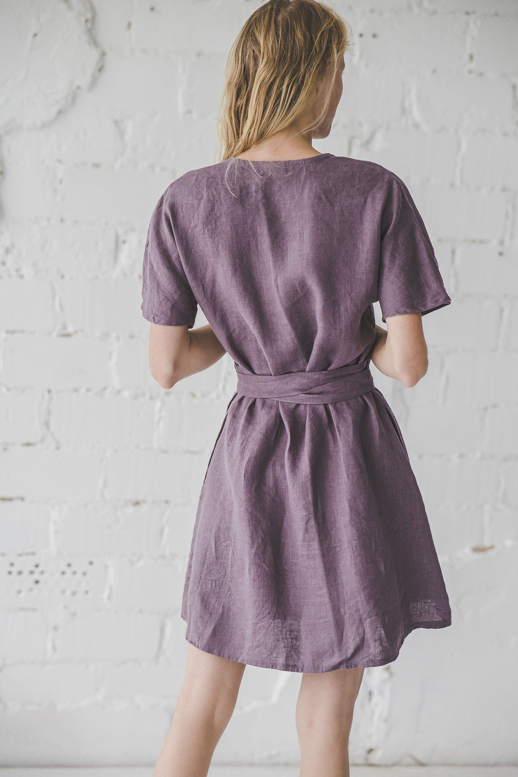 Mini Summer Linen Wrap Dress Old Linen Mill