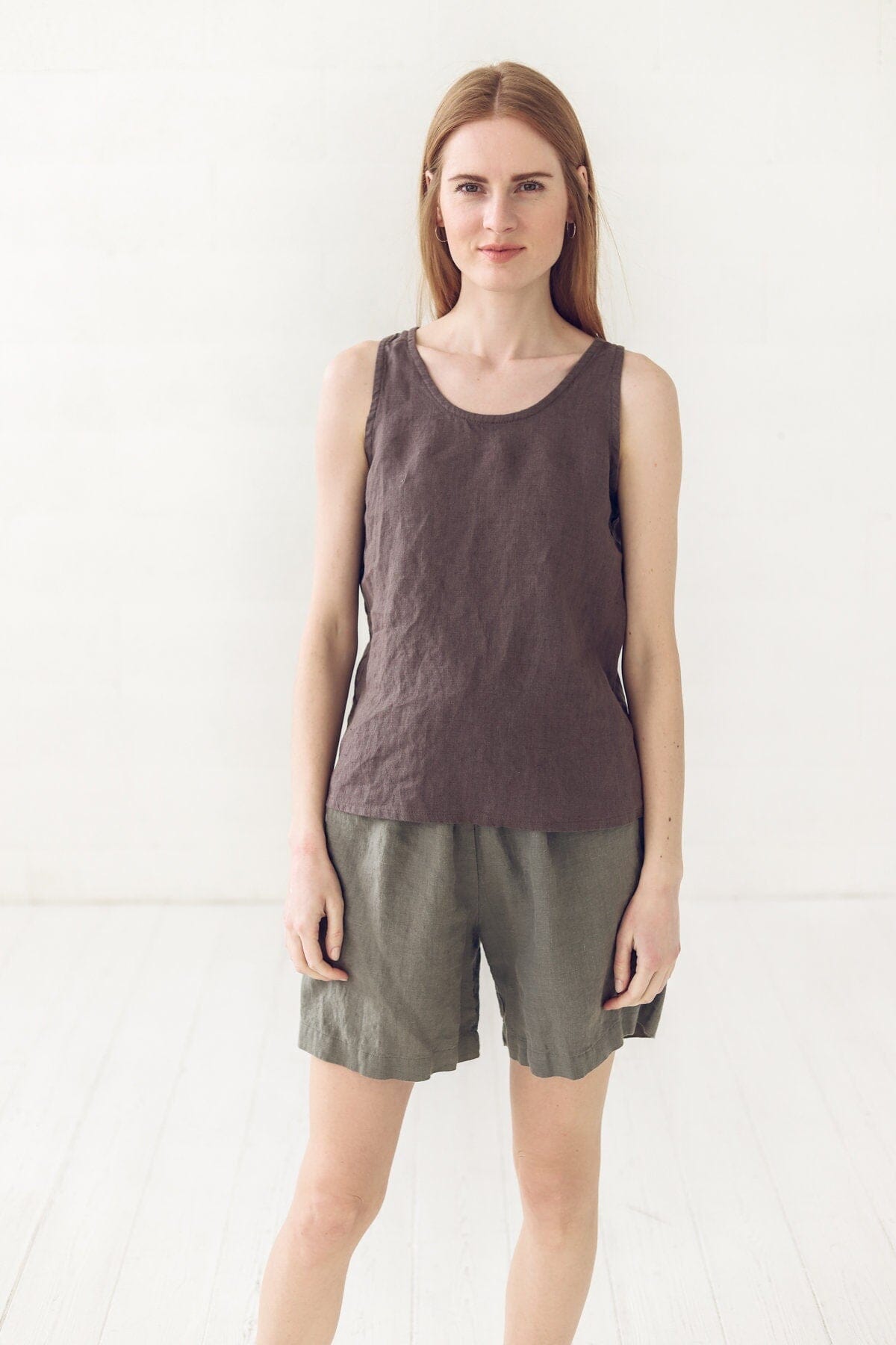 Minimal Summer Linen Blouse Old Linen Mill Small Grey Checks XS/S