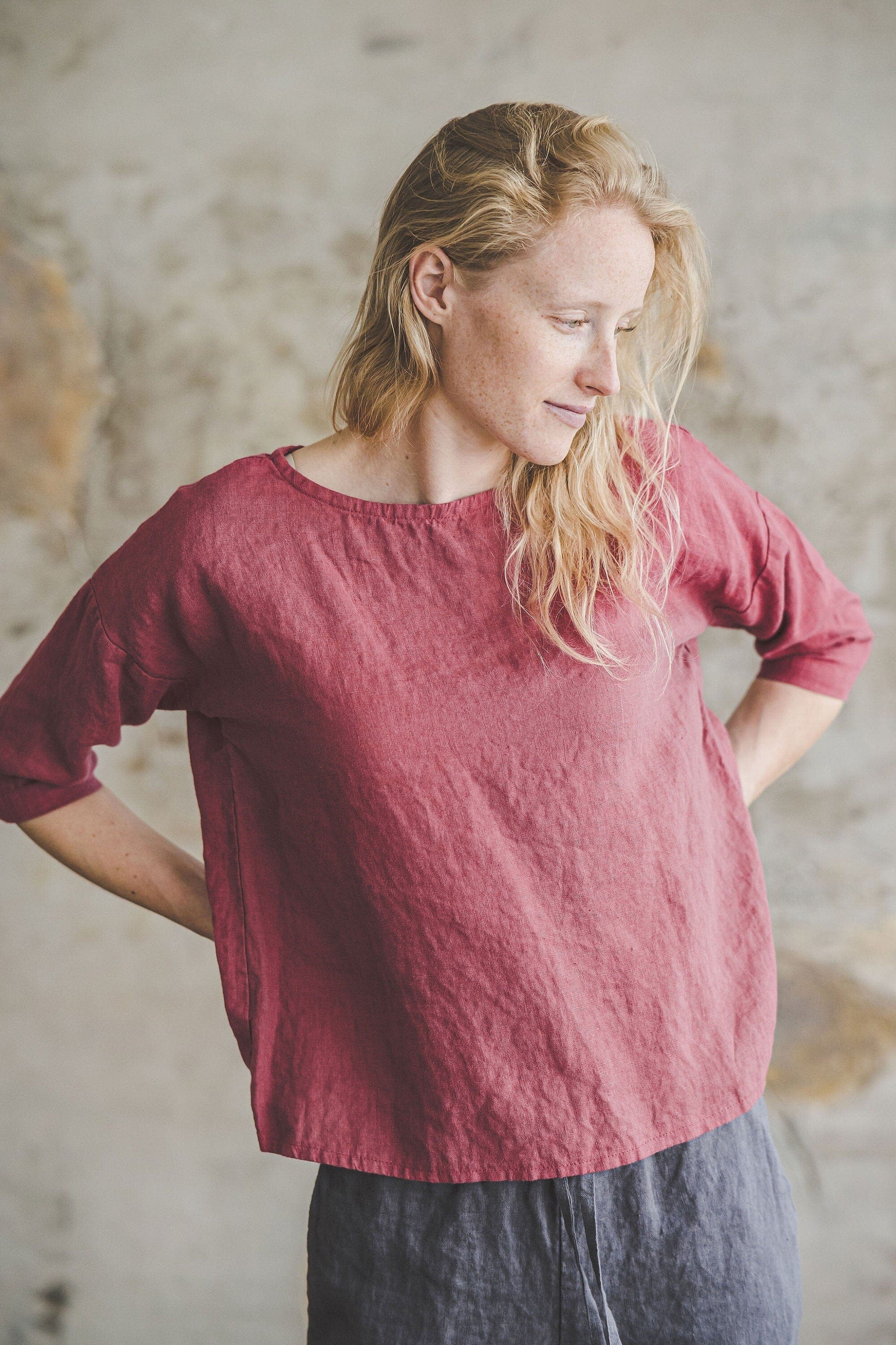 Minimalist Linen Blouse Old Linen Mill