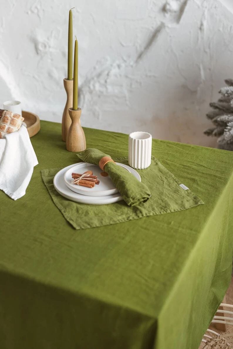 Natural Soft Linen Dining Tablecloth Old Linen Mill Black 140 x 170 cm; 55.1" x 67"