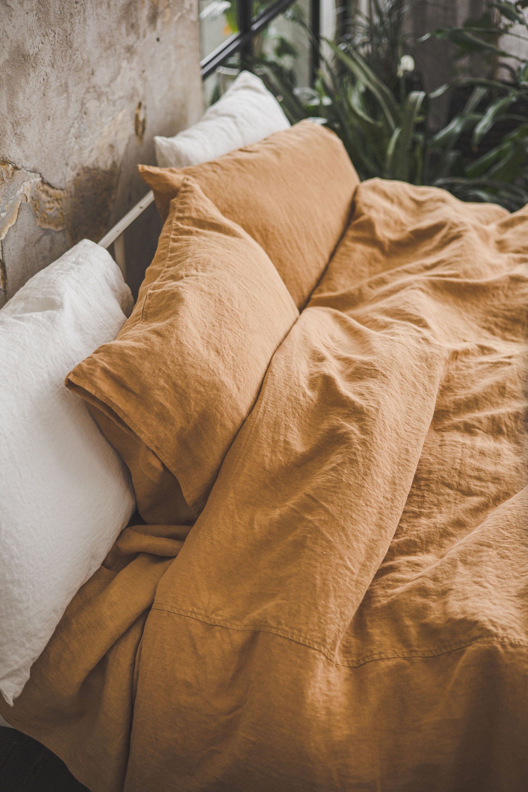 Natural Soft Linen Honey Gold Bedding Set Old Linen Mill