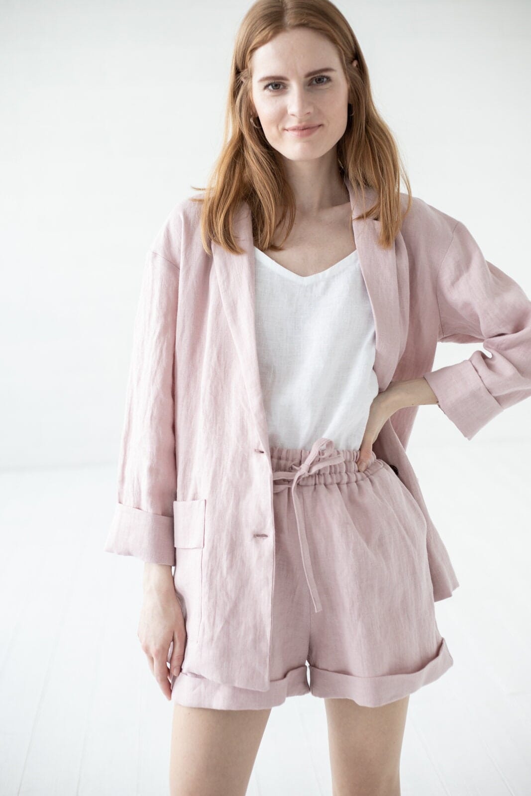 Office Style Linen Shorts Old Linen Mill