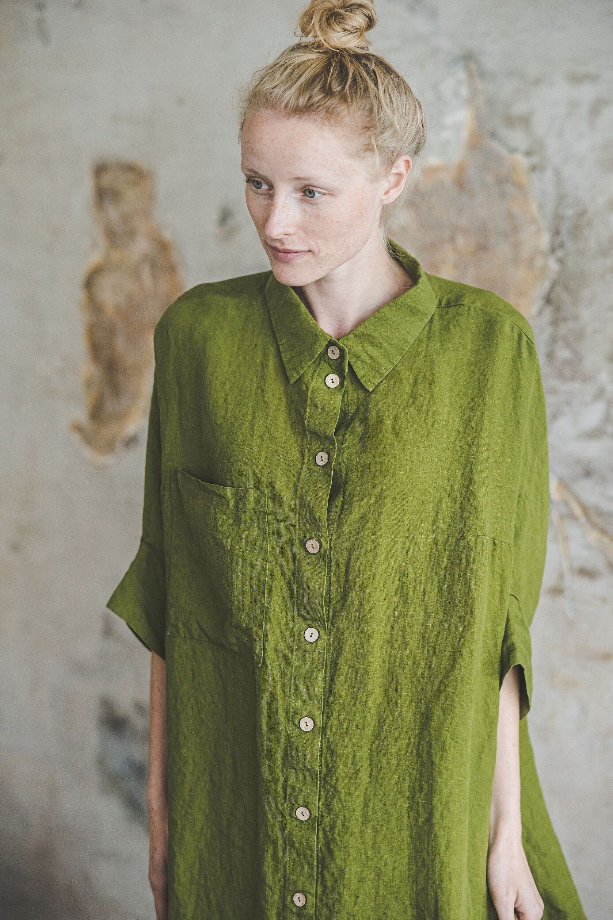 Oversized Kimono Linen Shirt Sleeves Old Linen Mill