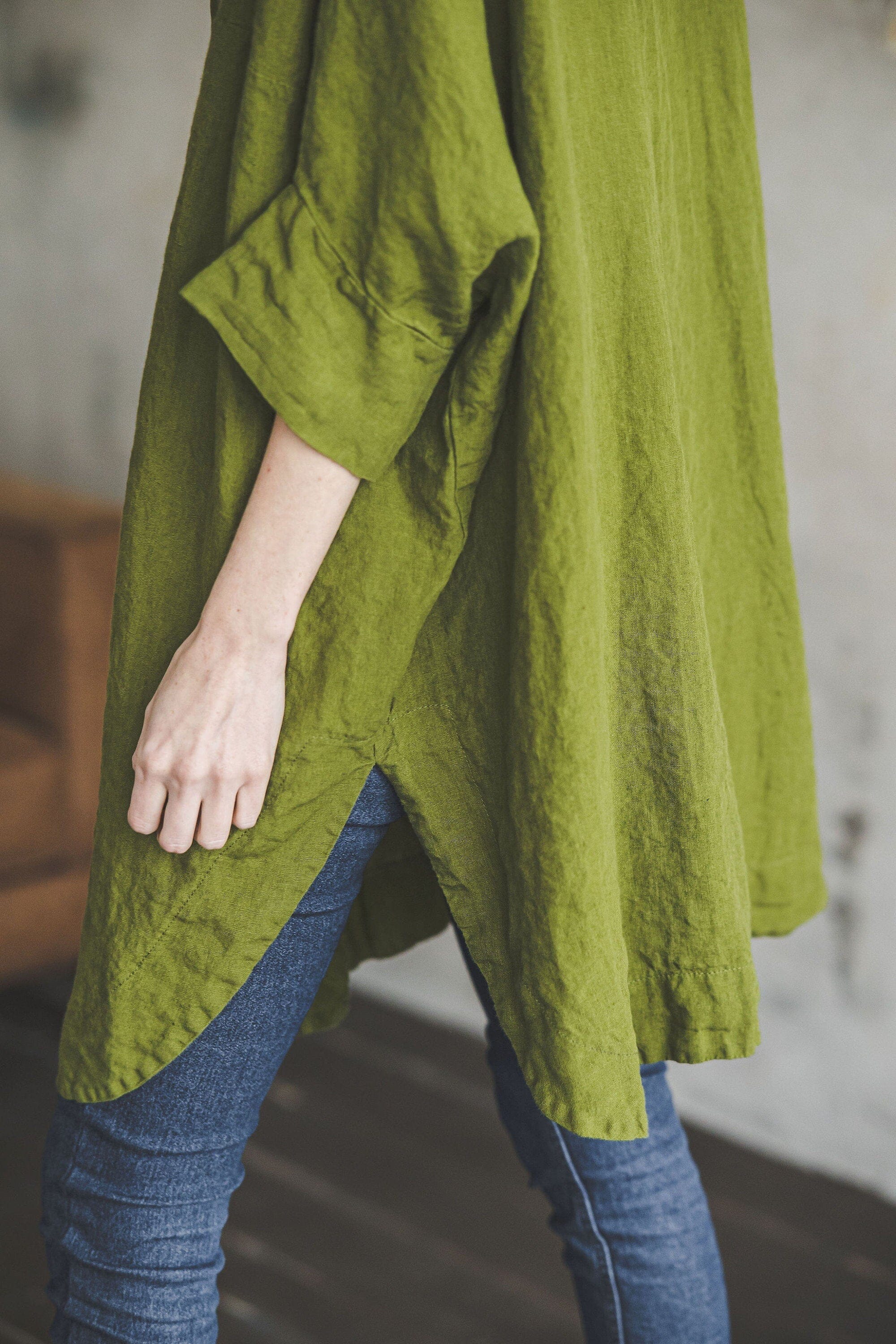 Oversized Kimono Linen Shirt Sleeves Old Linen Mill