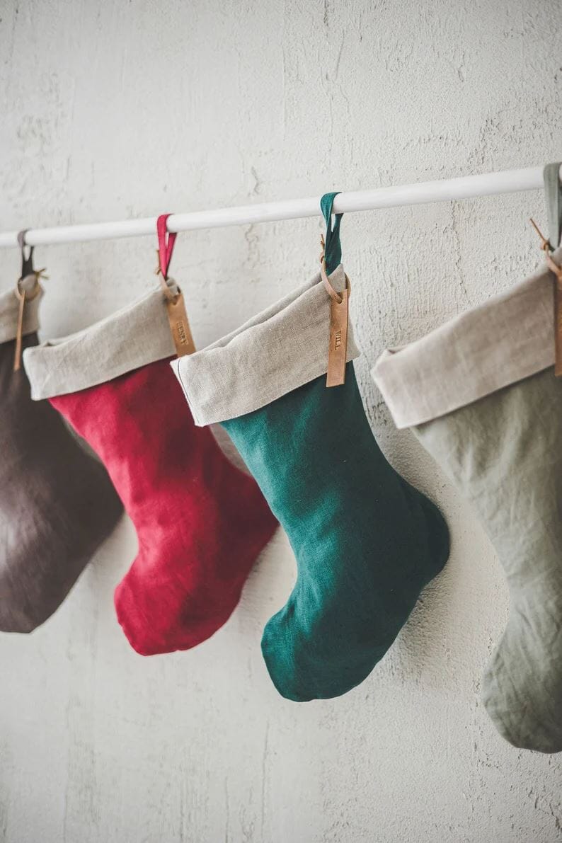 Personalized Christmas Linen Stocking oldlinenmill.com