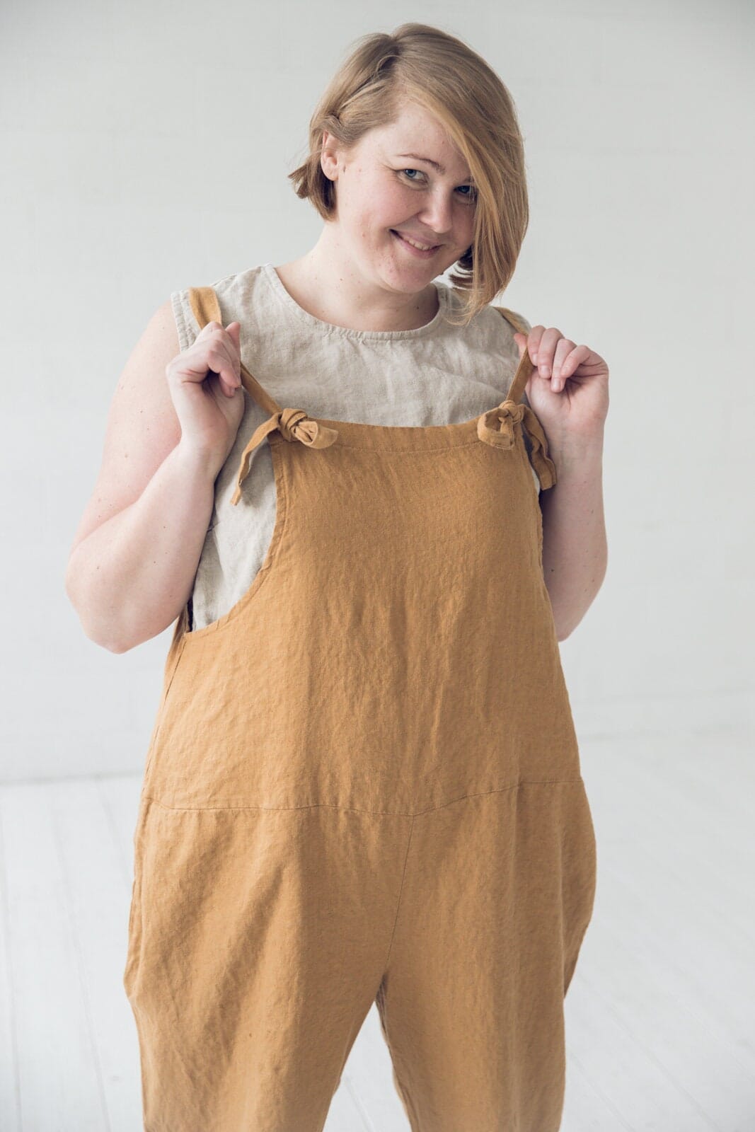 Plus Size Long Linen Jumpsuit Old Linen Mill