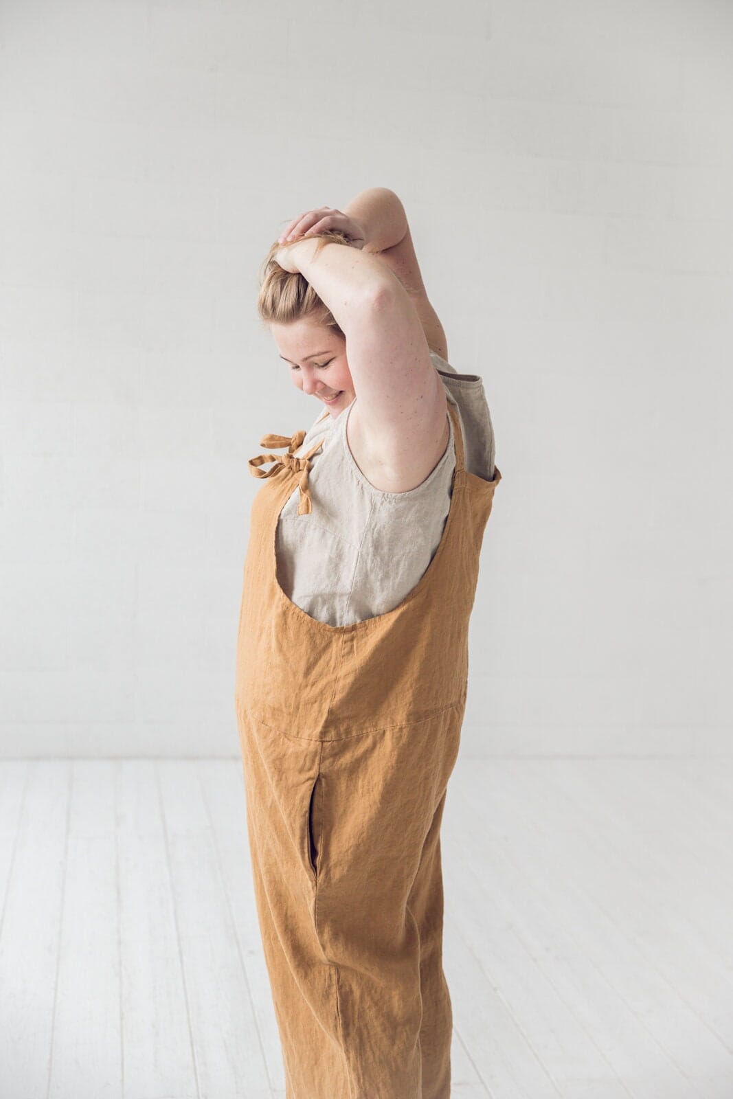 Plus Size Long Linen Jumpsuit Old Linen Mill