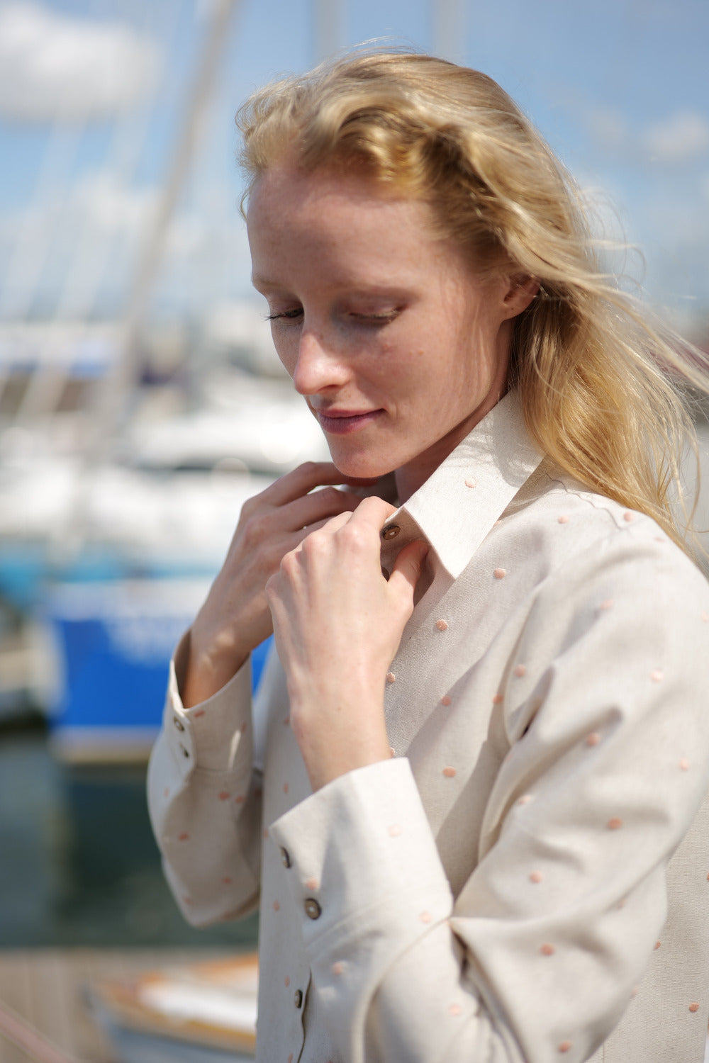 Polka Dot Shirt Tango from viscose and linen