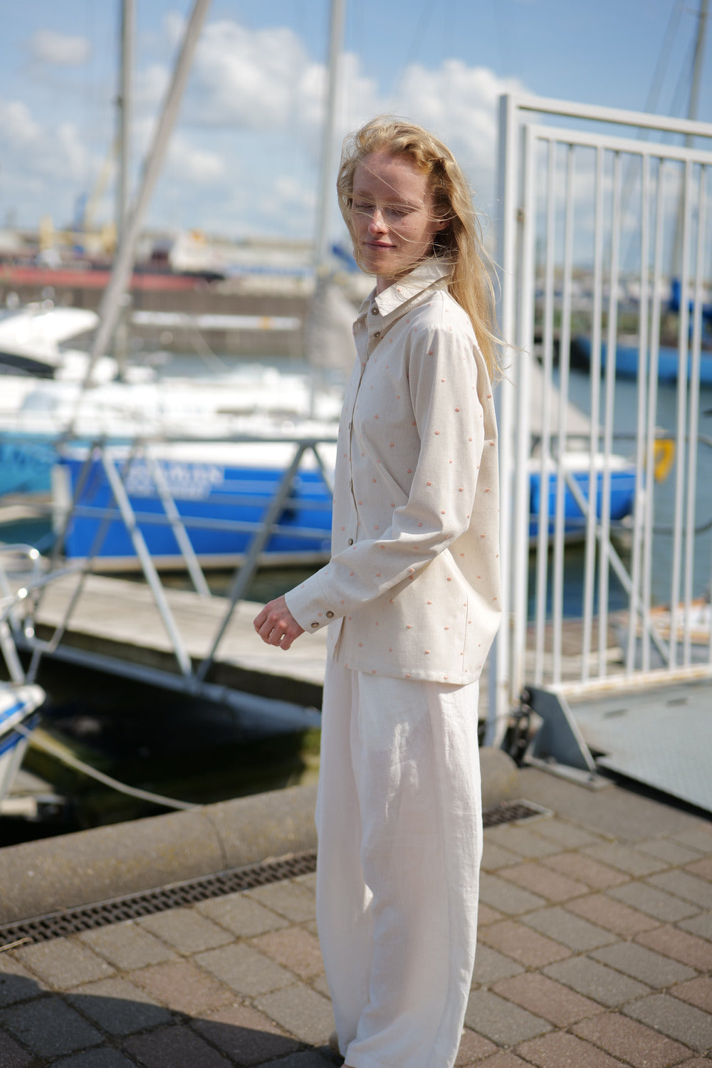 Polka Dot Shirt Tango with collar neck and buttons
