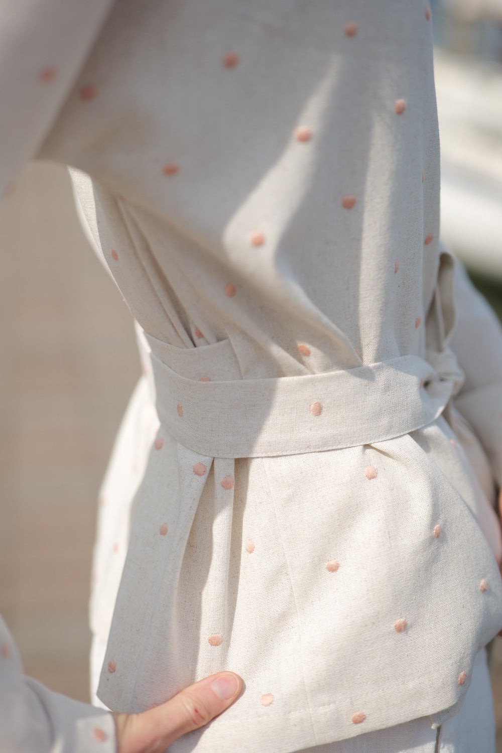 Polka Dot Wrap Blouse Lambada close up pic