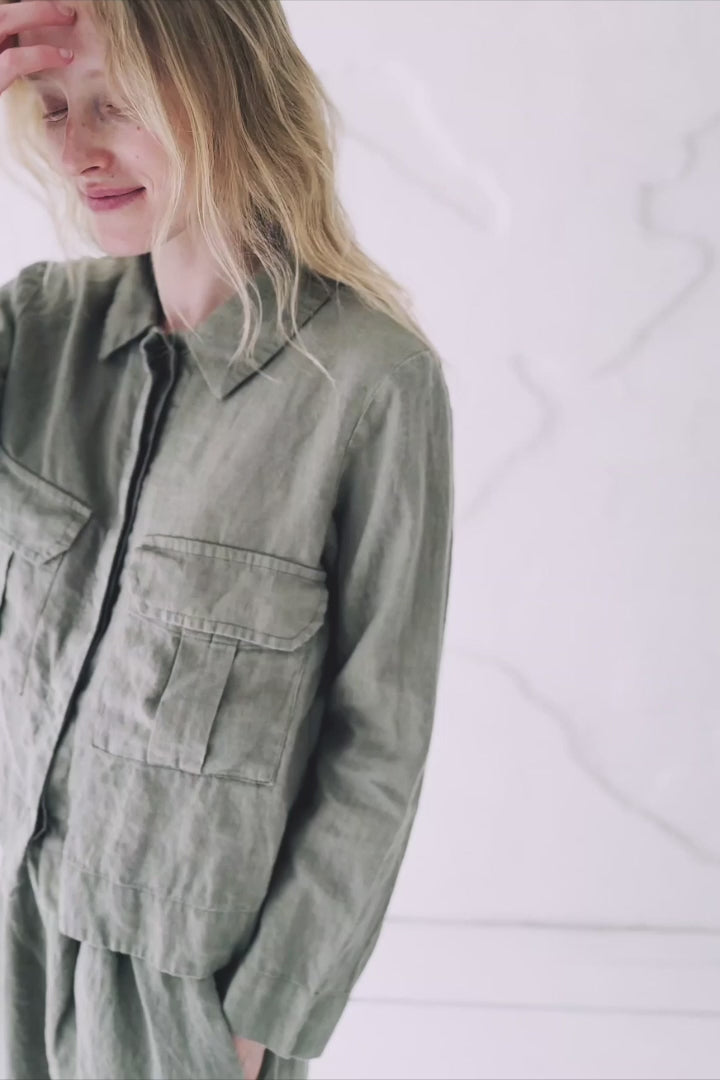 Linen Cargo Jacket