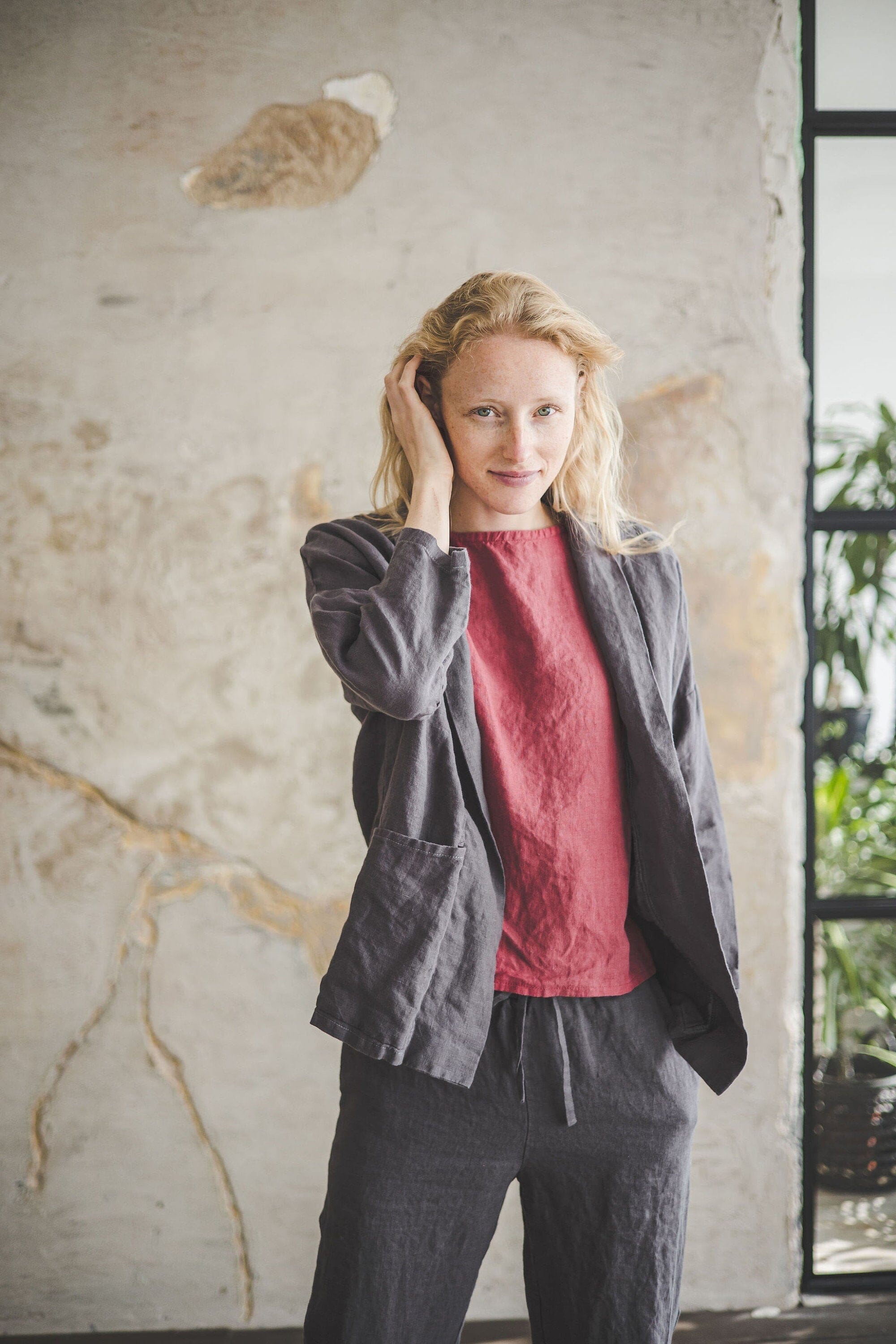 READY TO SHIP Linen Minimal Cardigan Old Linen Mill