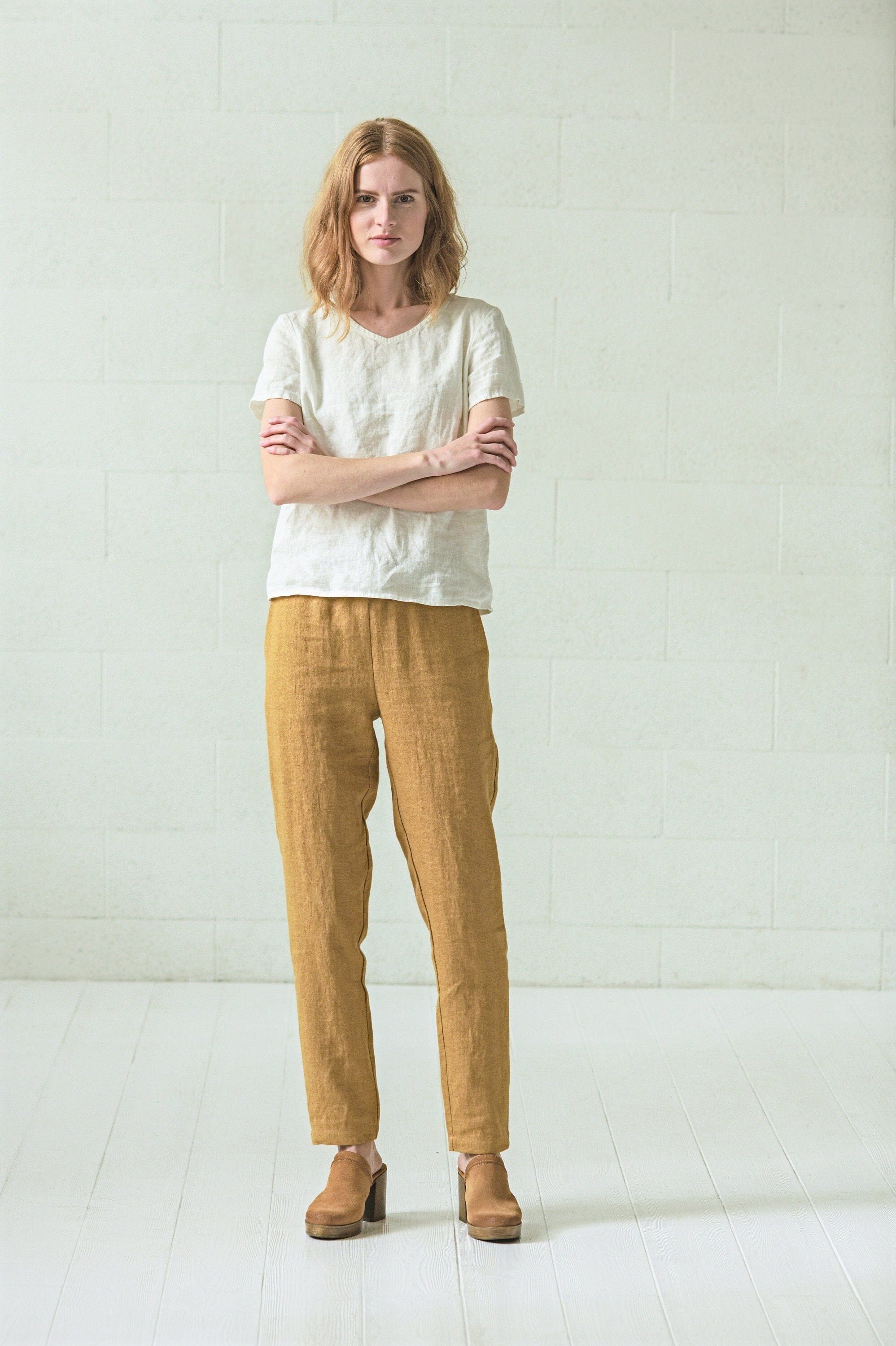 READY TO SHIP Simple Linen Top Blouse Old Linen Mill