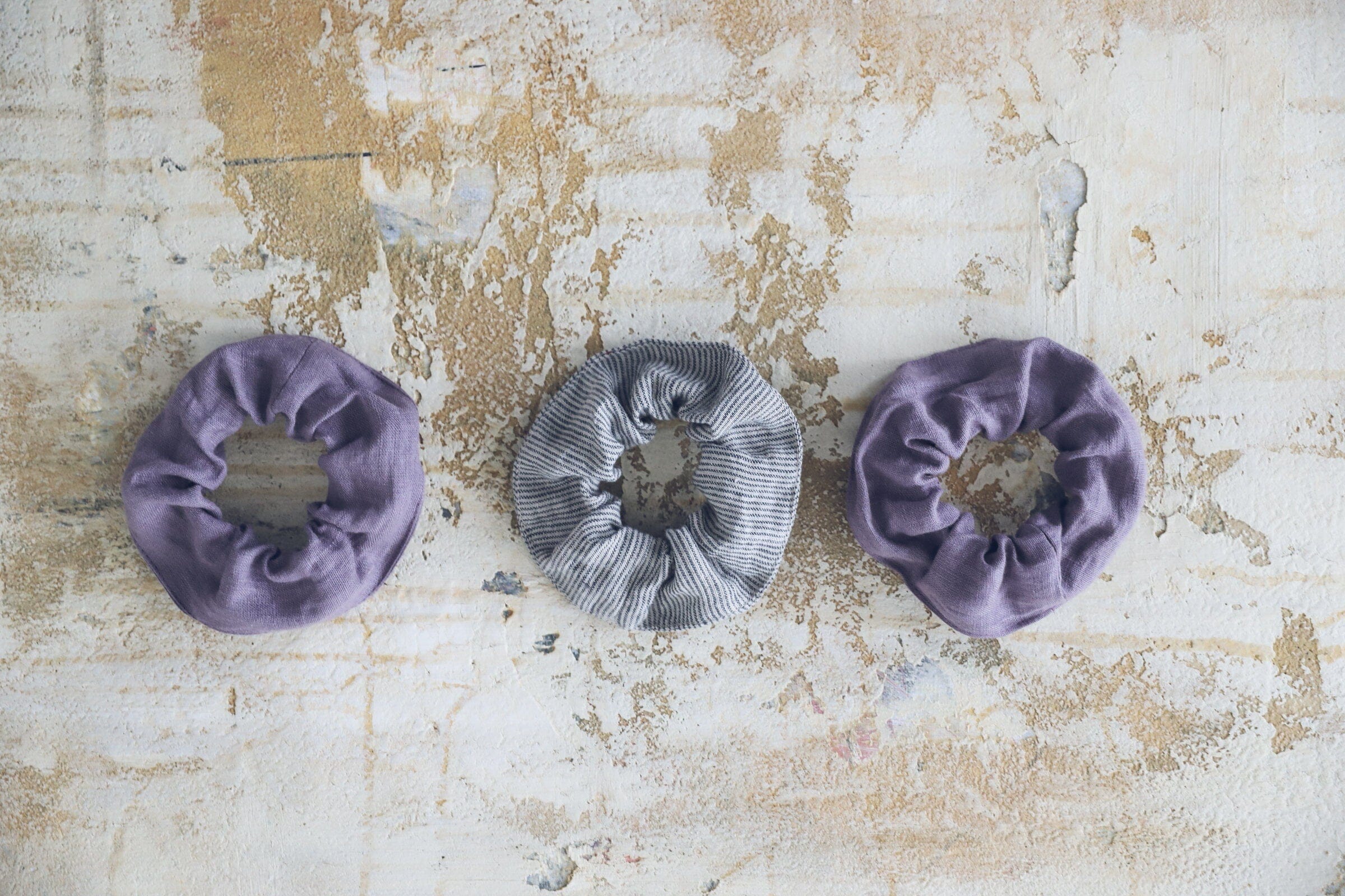 Set of 2 Handmade Linen Hair Scrunchies Old Linen Mill