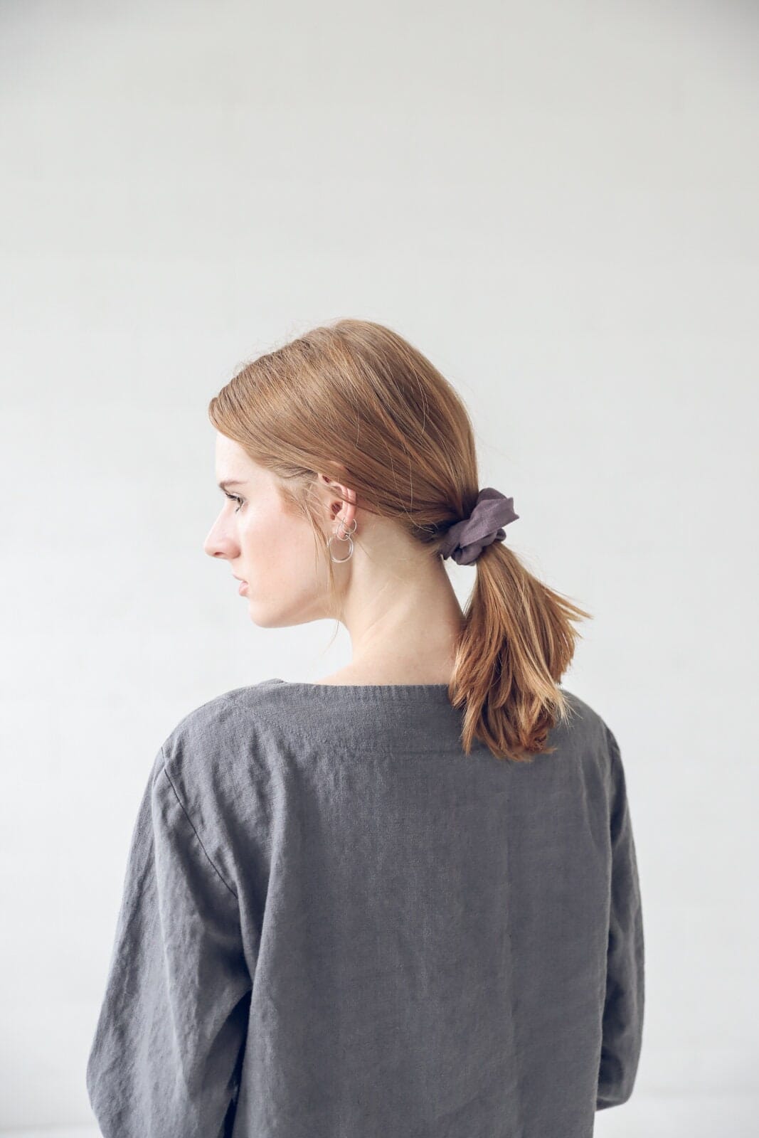 Set of 2 Handmade Linen Hair Scrunchies Old Linen Mill