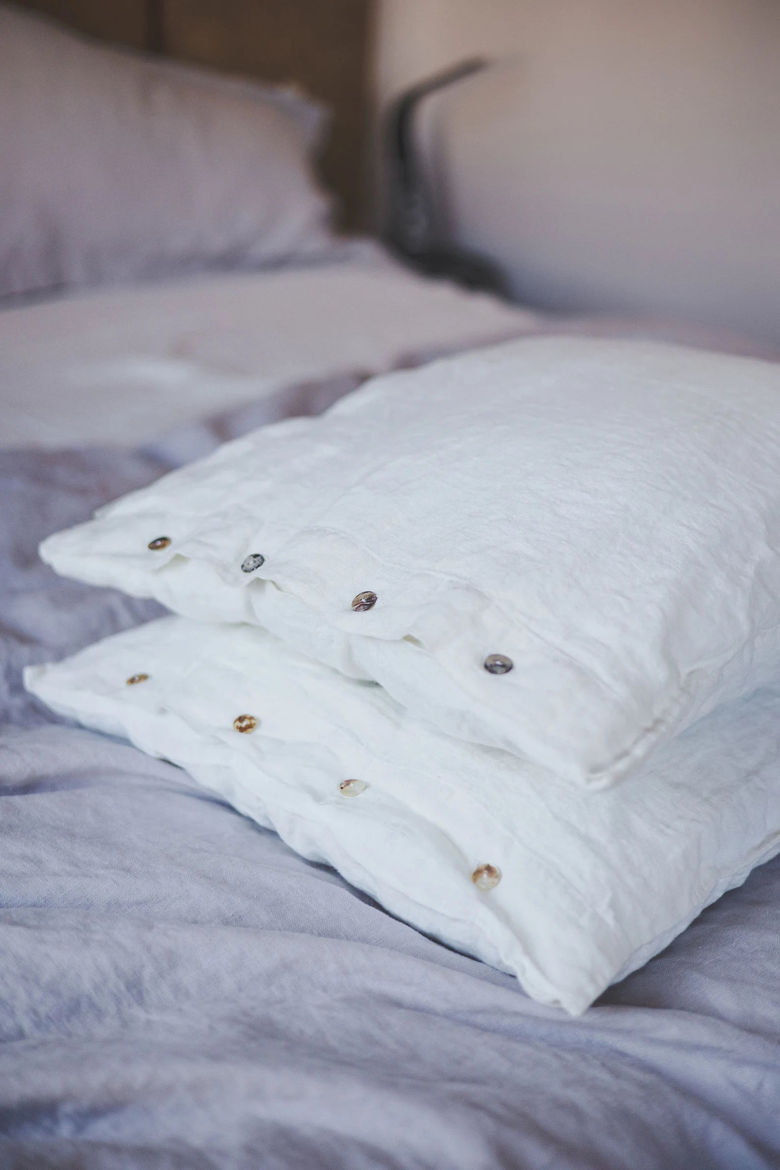 Set of 2 Linen Pillow Covers with Buttons in Various Sizes Old Linen Mill