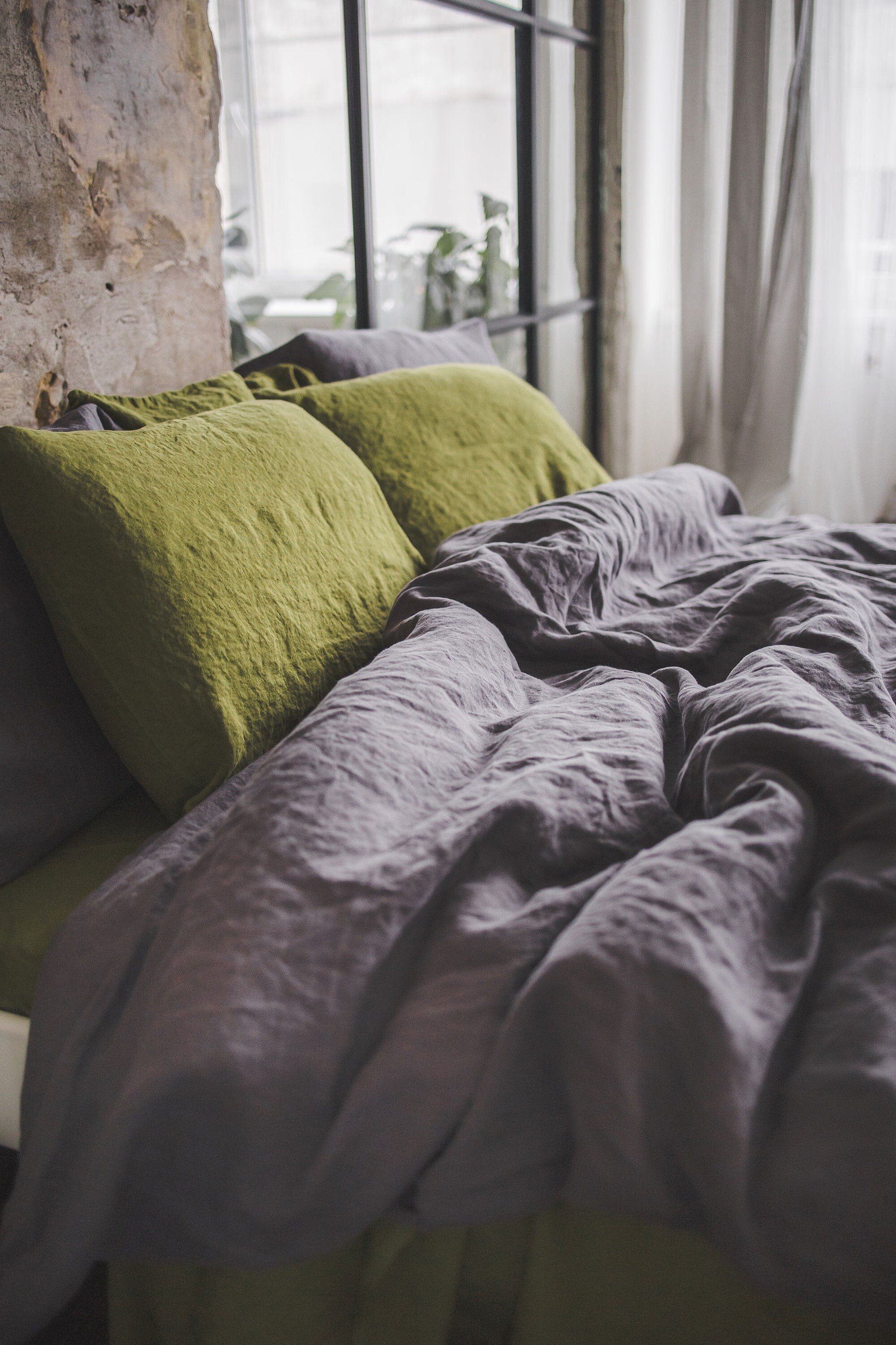 Set of 2 Natural Linen Pillow Covers Old Linen Mill