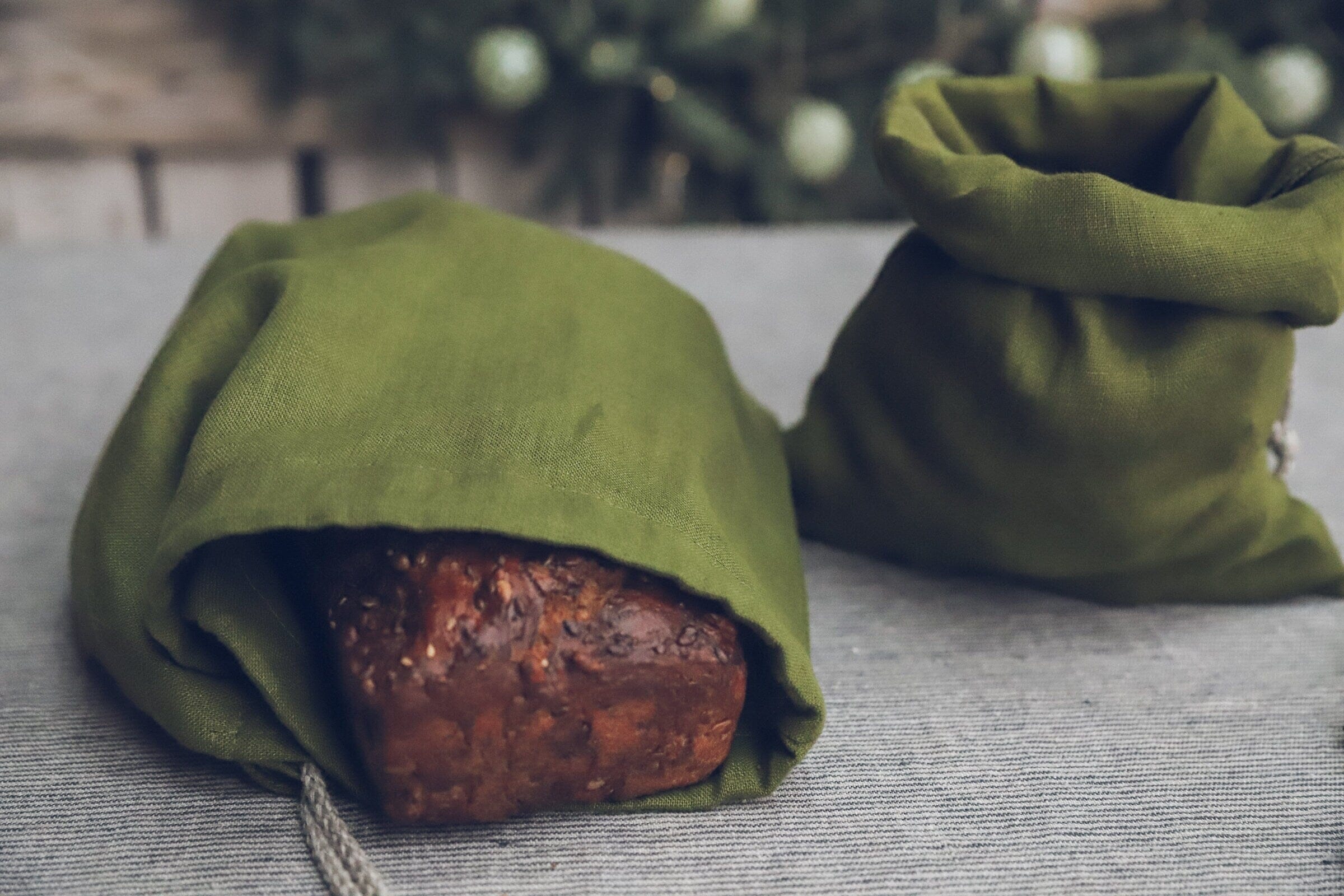 Set of 2 Reusable Storage Linen Bag Old Linen Mill