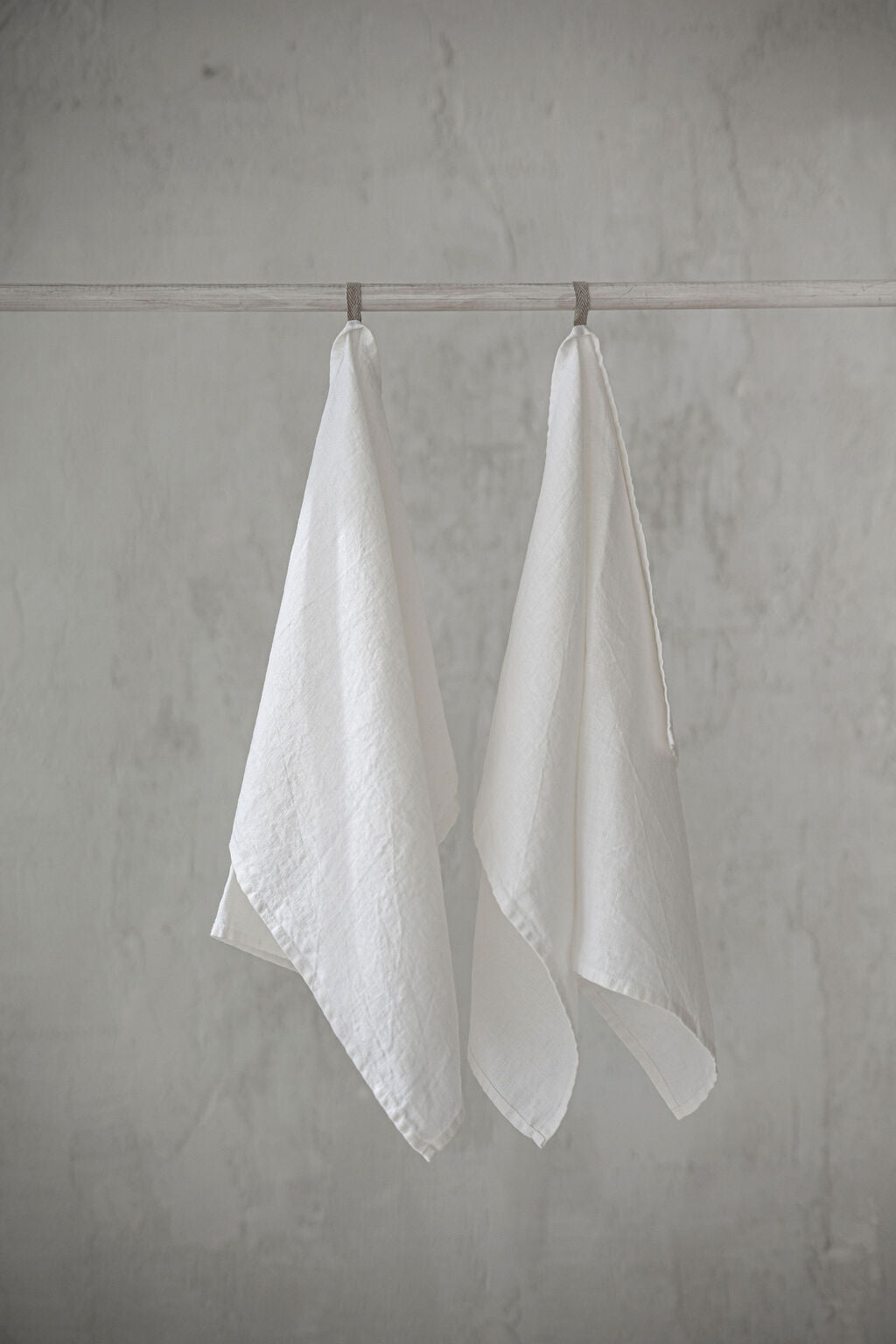 Set of 2 White Linen Tea Towels TT50x70 Old Linen Mill