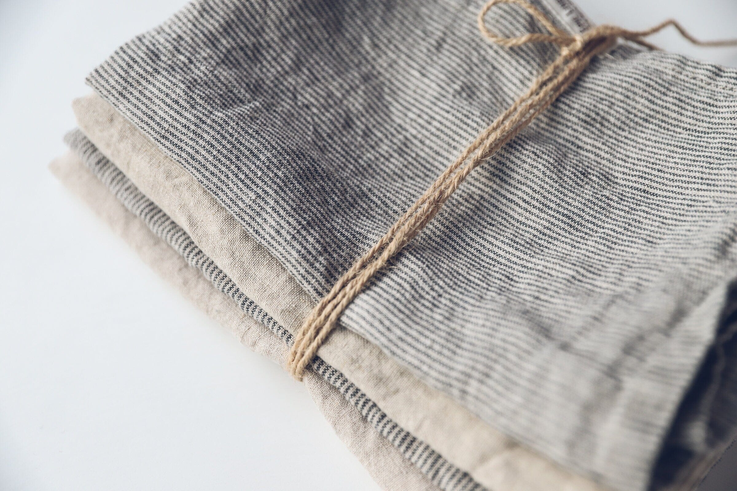 Set of 4 Natural Linen Tea Towels Set Old Linen Mill