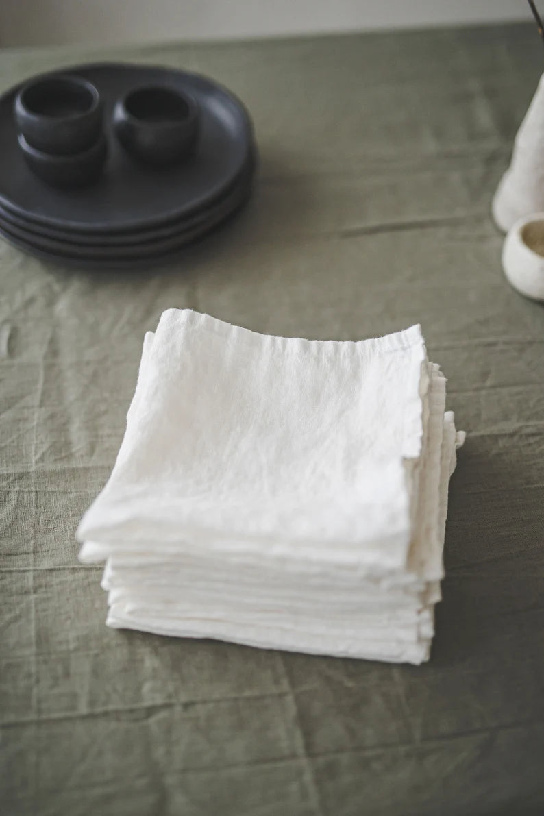 Set of Handmade Linen Cloth Napkins Old Linen Mill