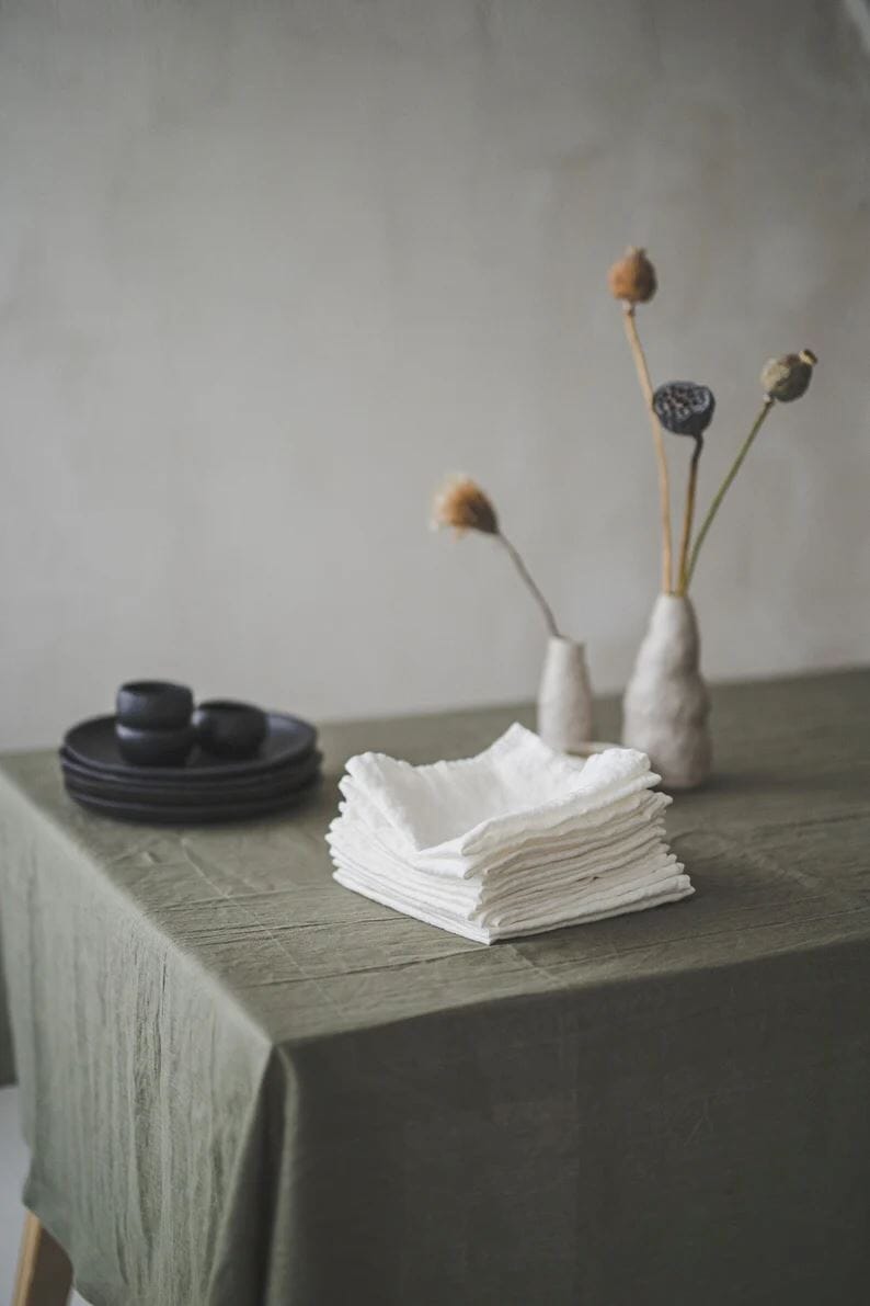 Set of Handmade Linen Cloth Napkins Old Linen Mill