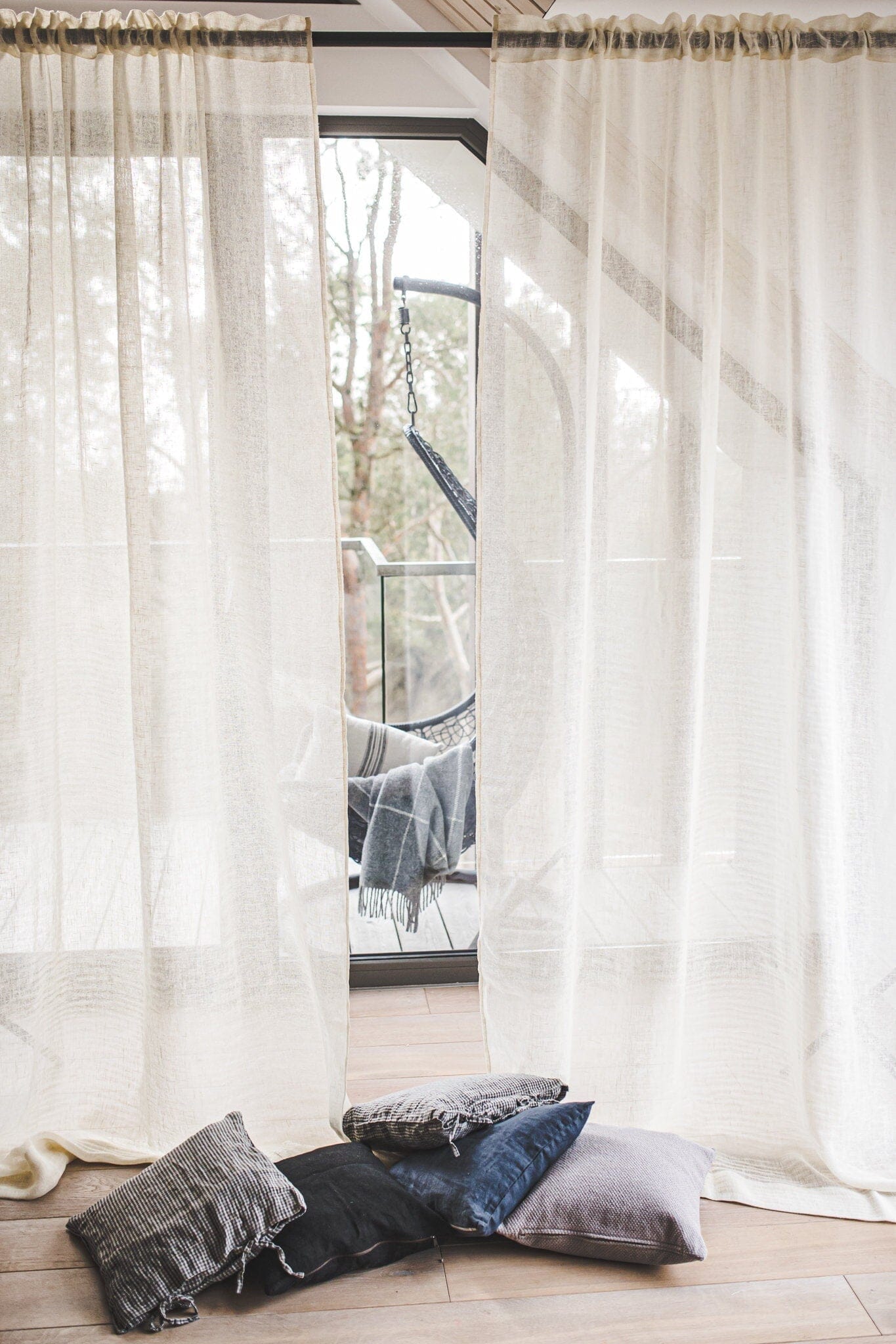 Sheer Linen Day See-Through Curtains Old Linen Mill Semi White 130 x 220 cm; 51" x 87"