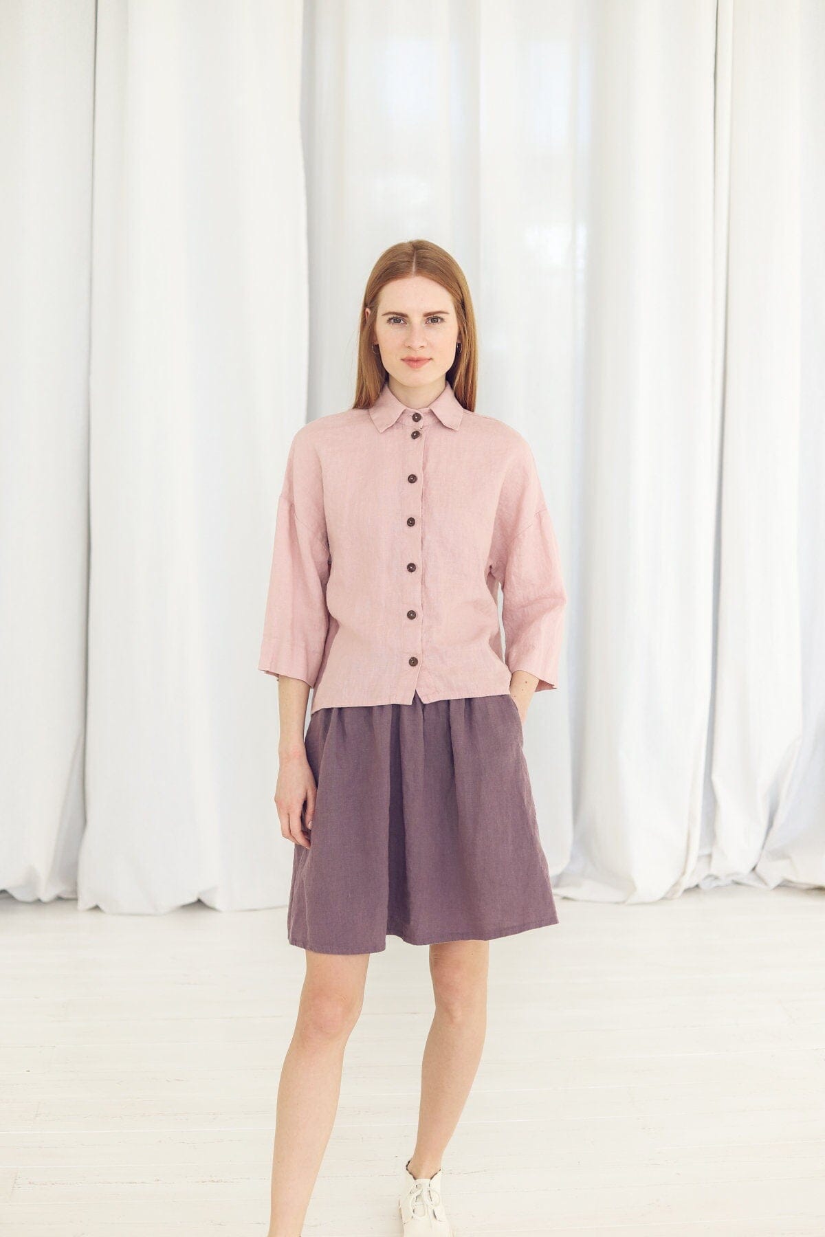 Short Linen Shirt for Women Old Linen Mill