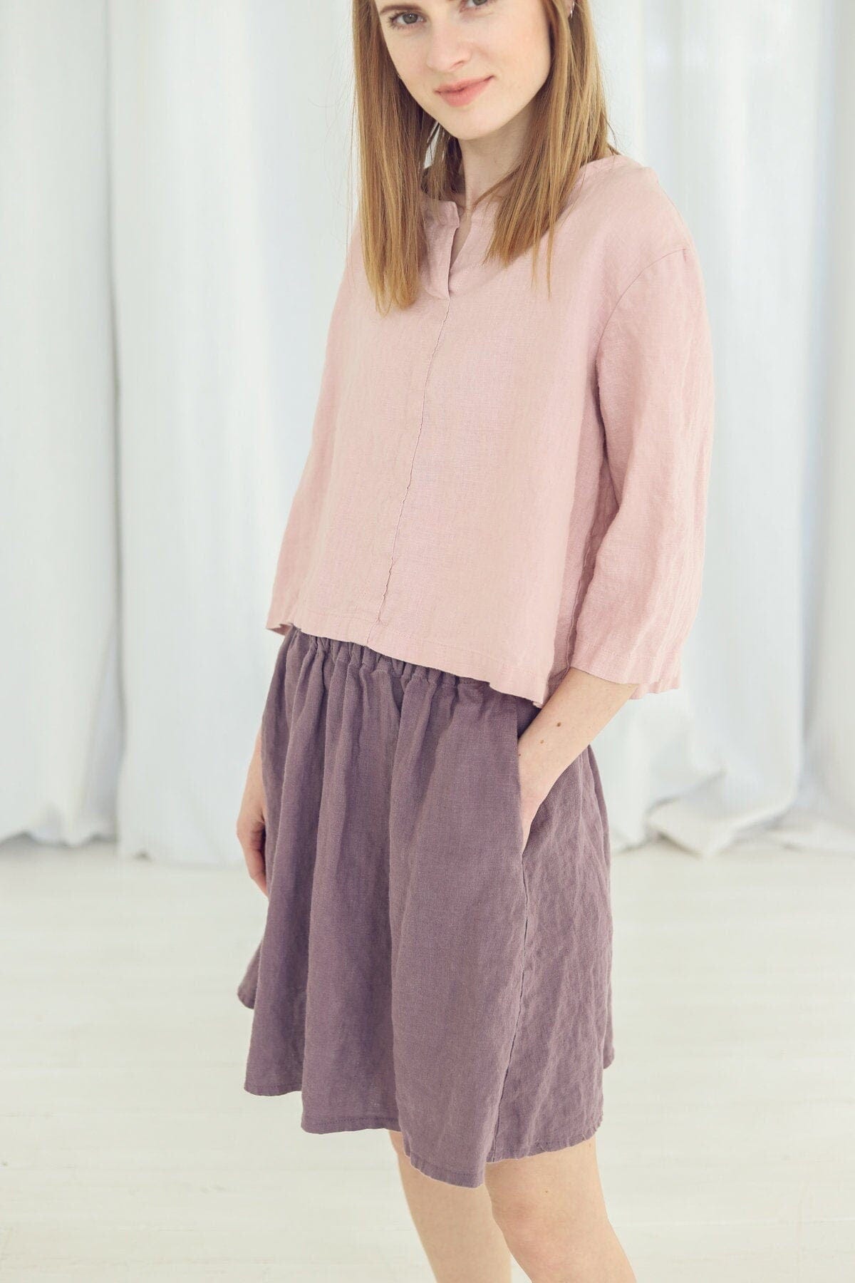 Short Linen Summer Blouse Old Linen Mill