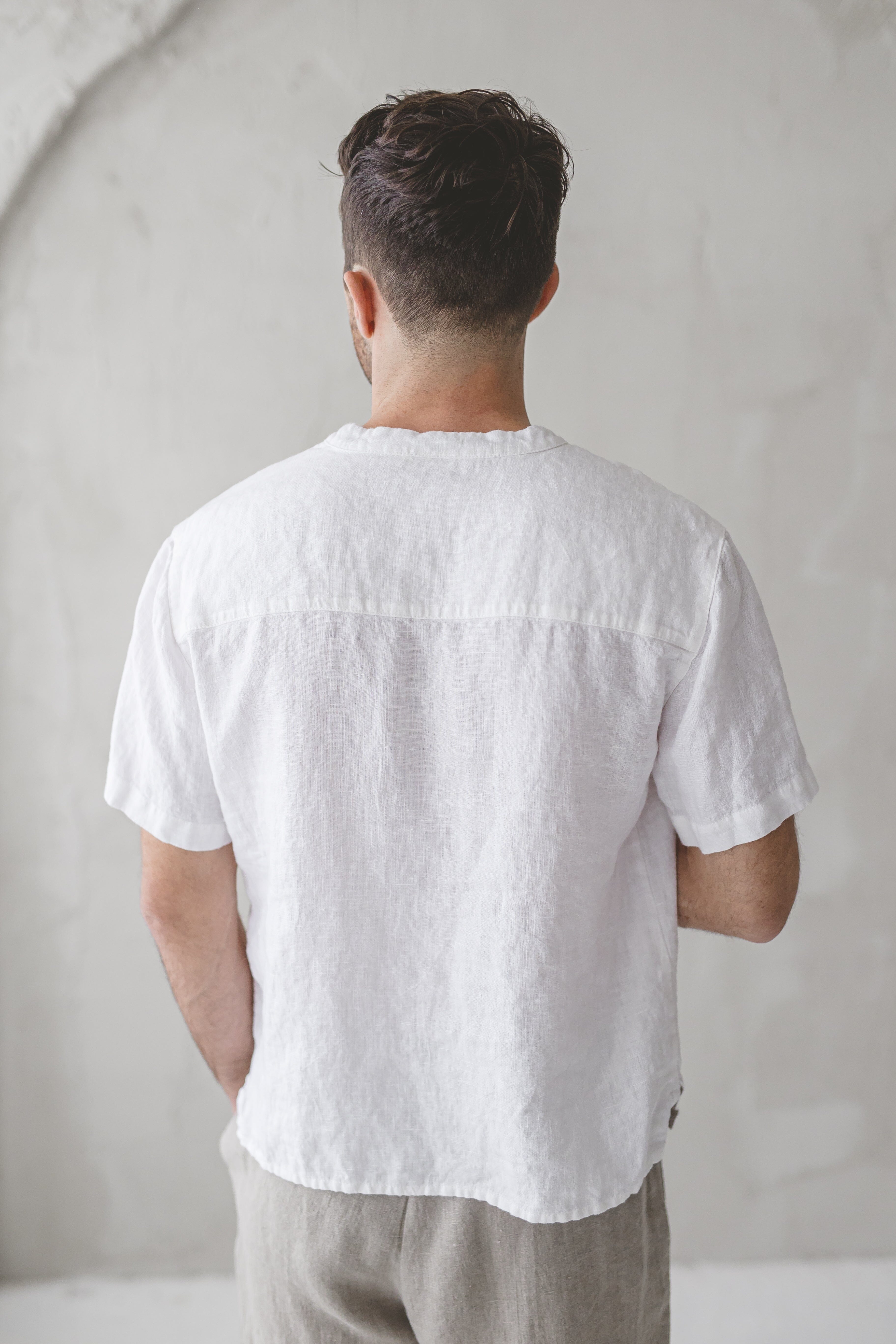 Short Sleeve Men's Linen Top Old Linen Mill
