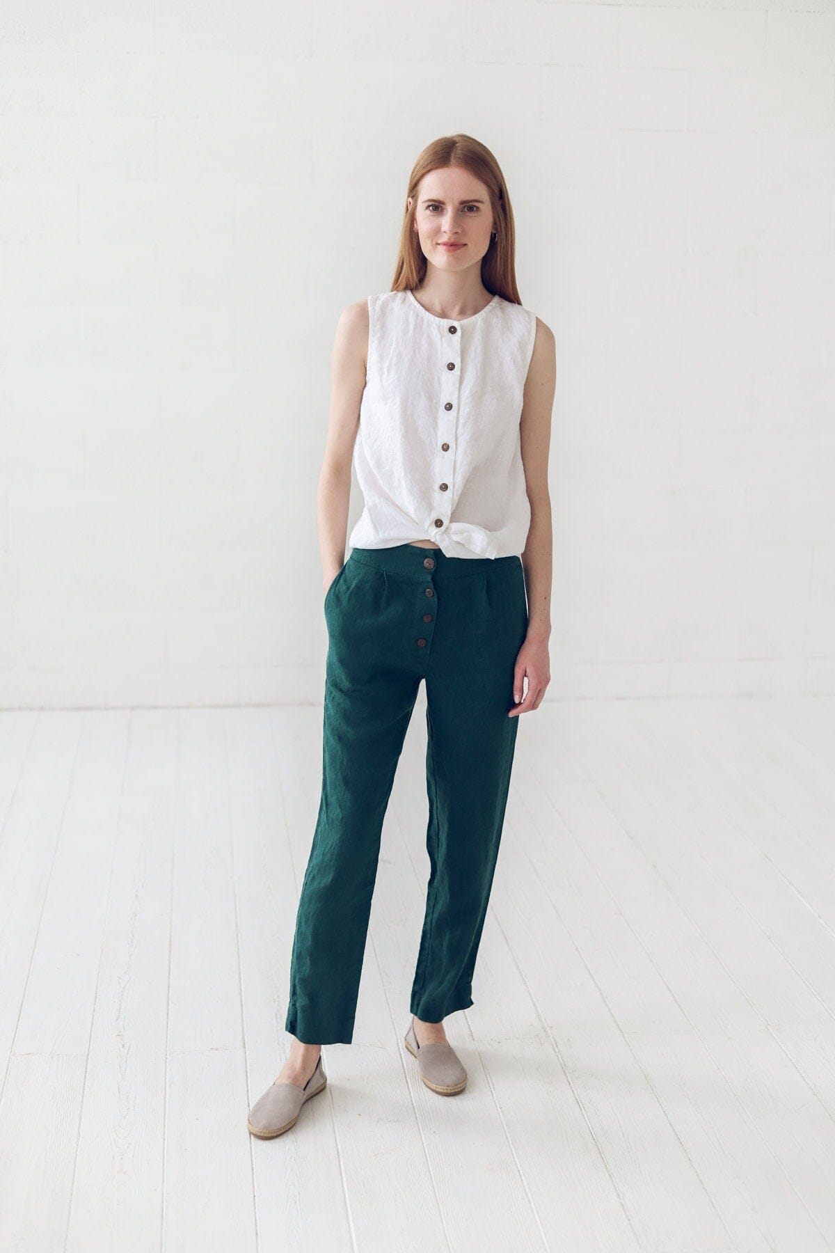 Sleeveless Classic Linen Women's Shirts Old Linen Mill