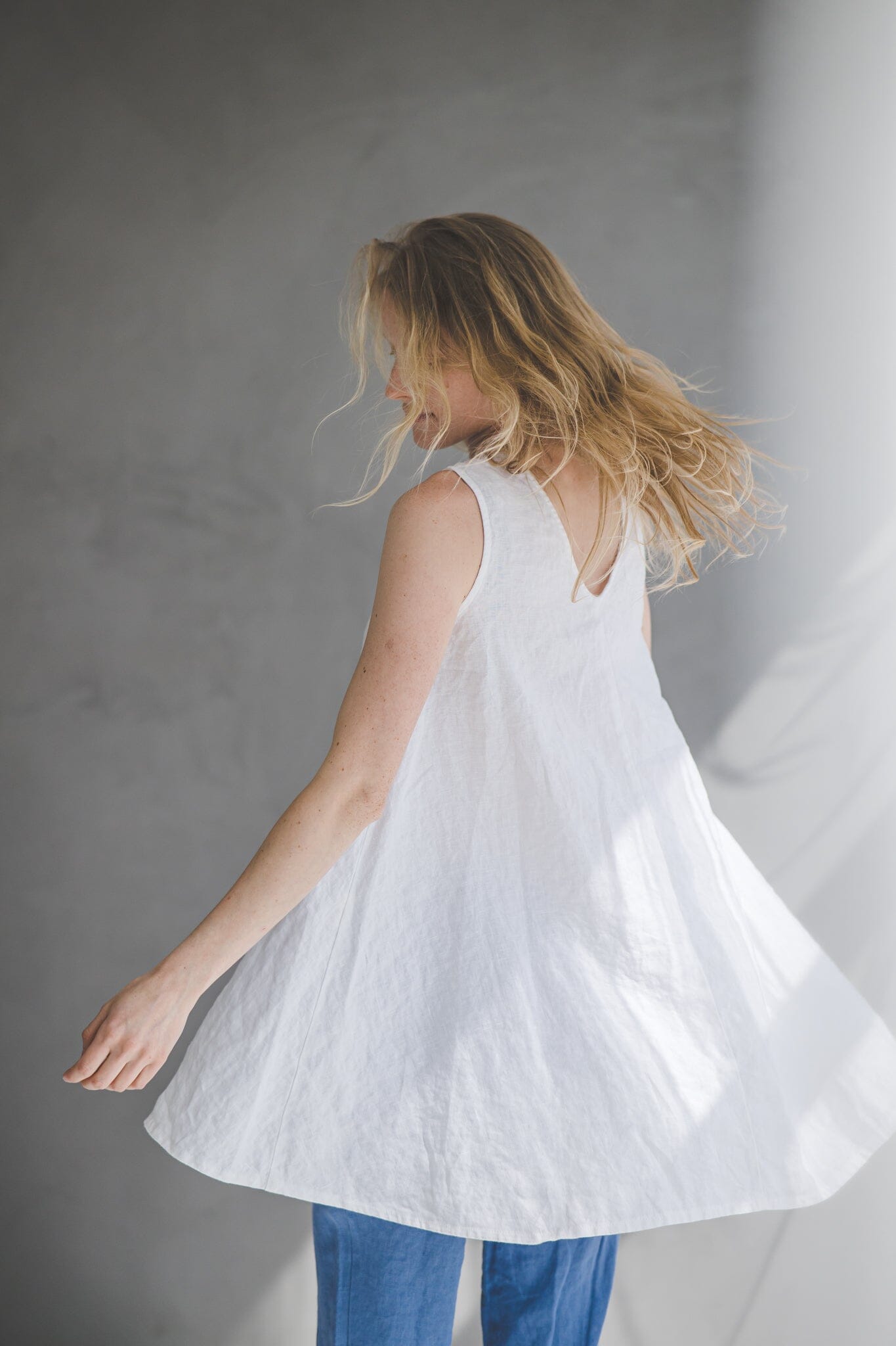 Sleeveless Linen Blouse/Tunic T47 Old Linen Mill