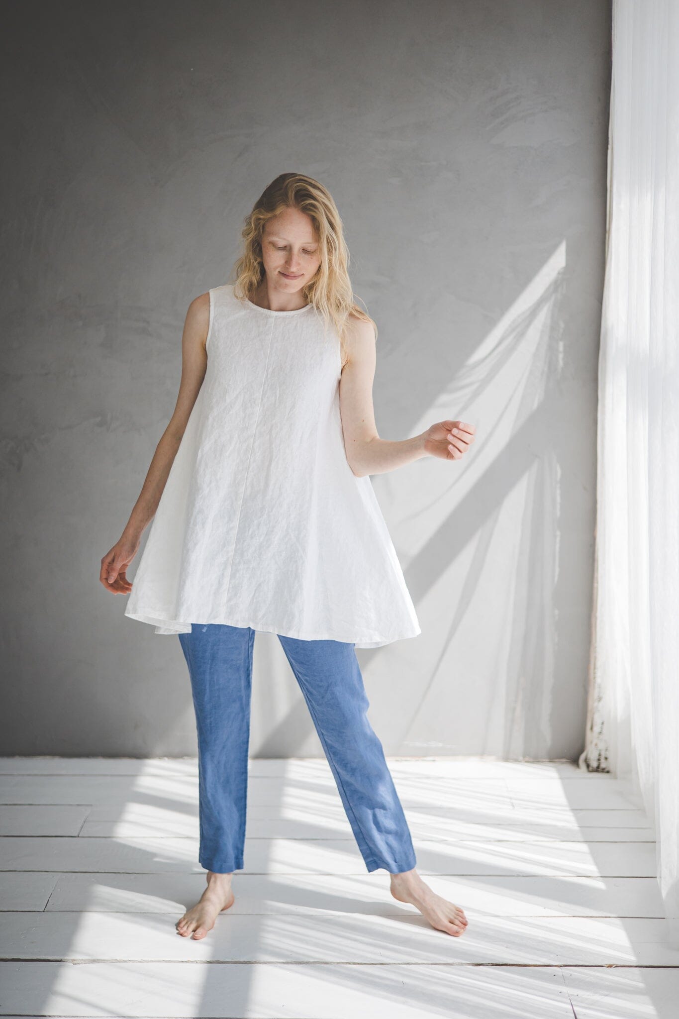 Sleeveless Linen Blouse/Tunic T47 Old Linen Mill