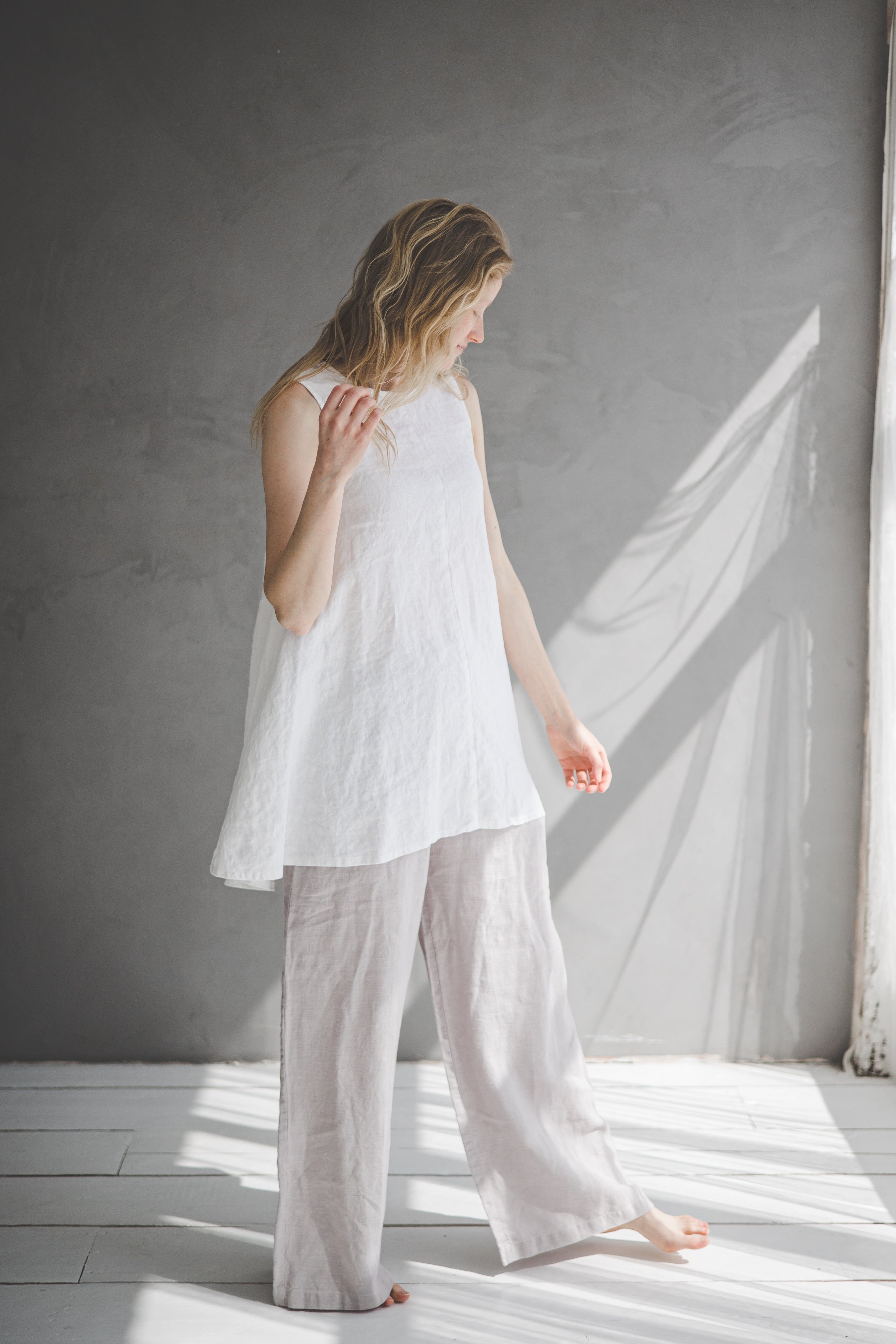 Sleeveless Linen Blouse/Tunic T47 Old Linen Mill