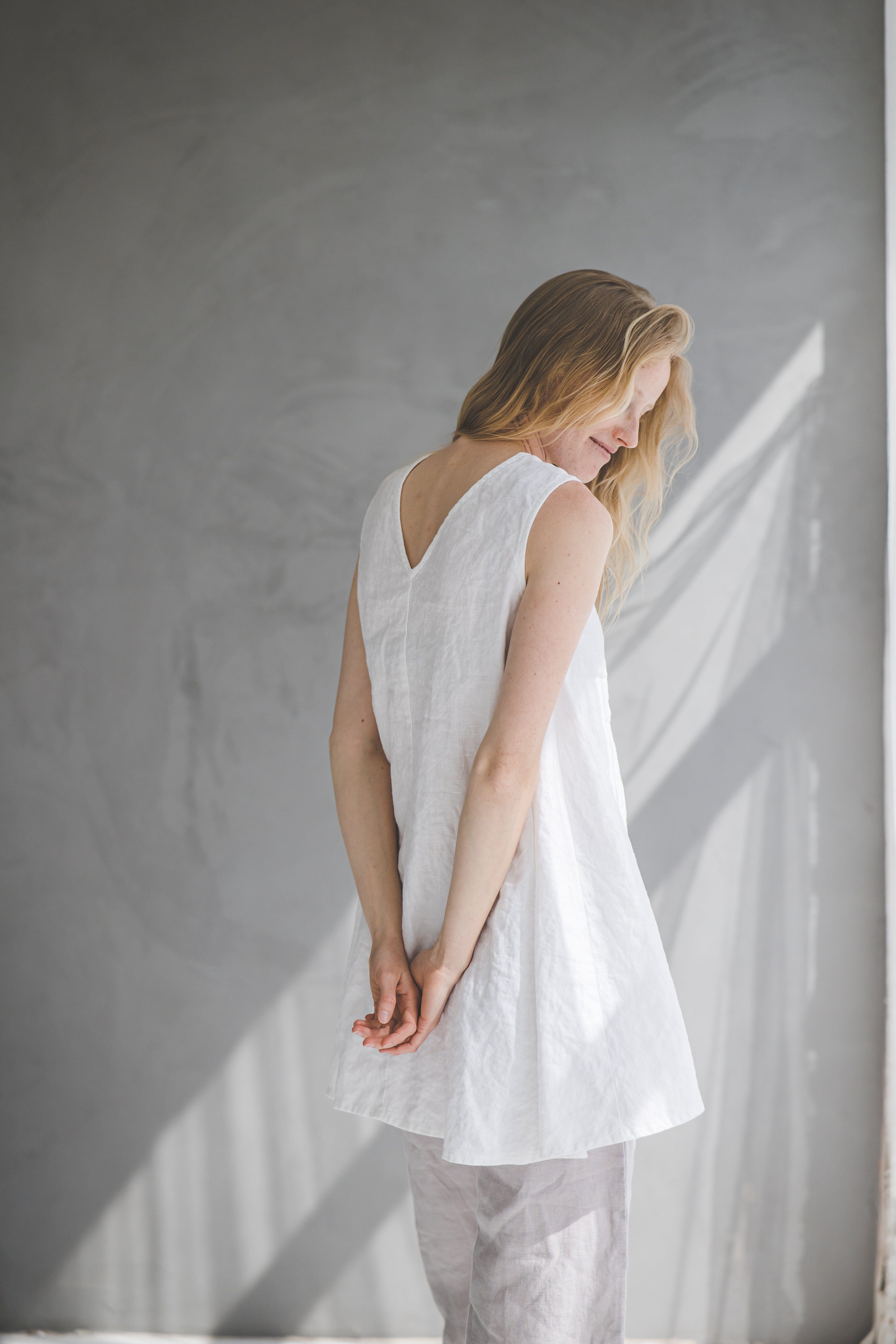 Sleeveless Linen Blouse/Tunic T47 Old Linen Mill