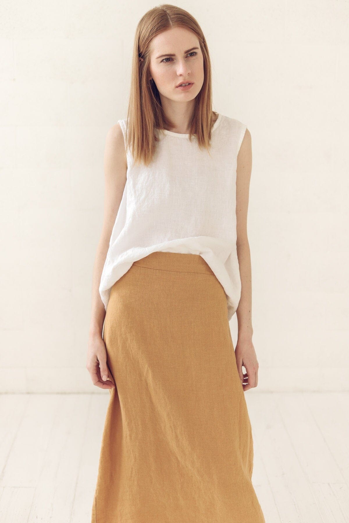 Soft High-Waisted Linen Skirt Old Linen Mill
