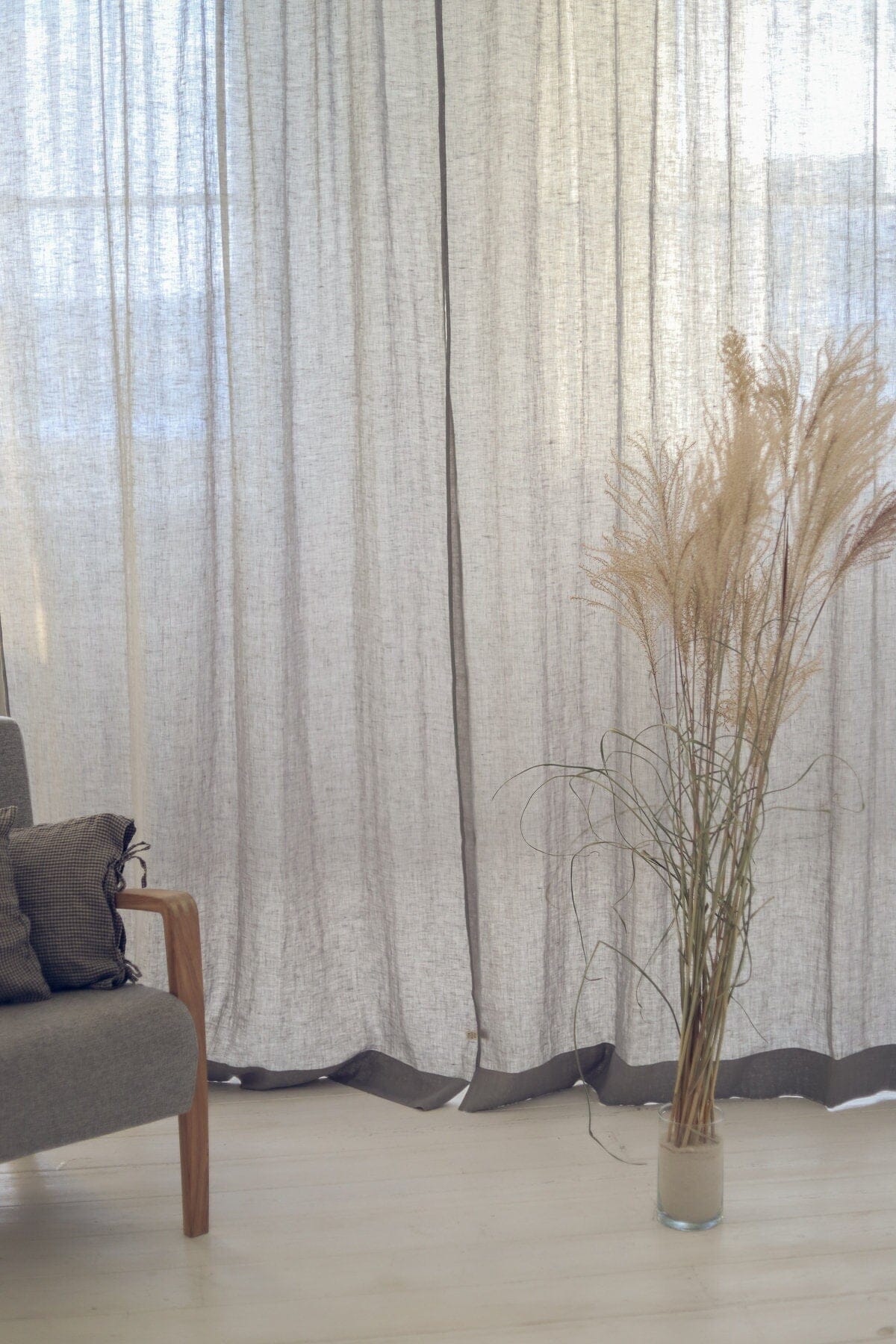 Soft Washed Rod Pocket See-Through Linen Day Curtains Old Linen Mill