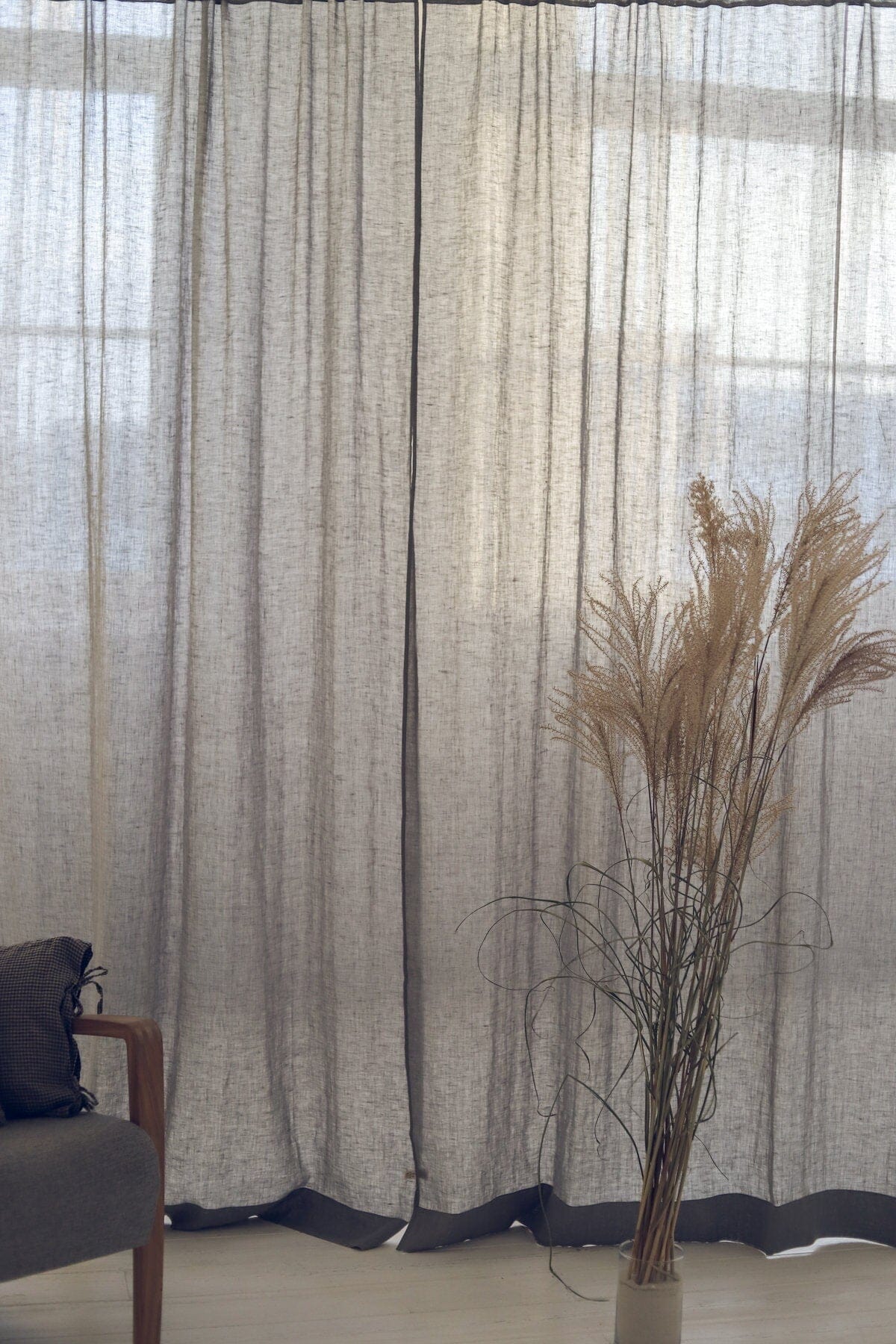 Soft Washed Rod Pocket See-Through Linen Day Curtains Old Linen Mill Semi White 130 x 220 cm; 51" x 87"