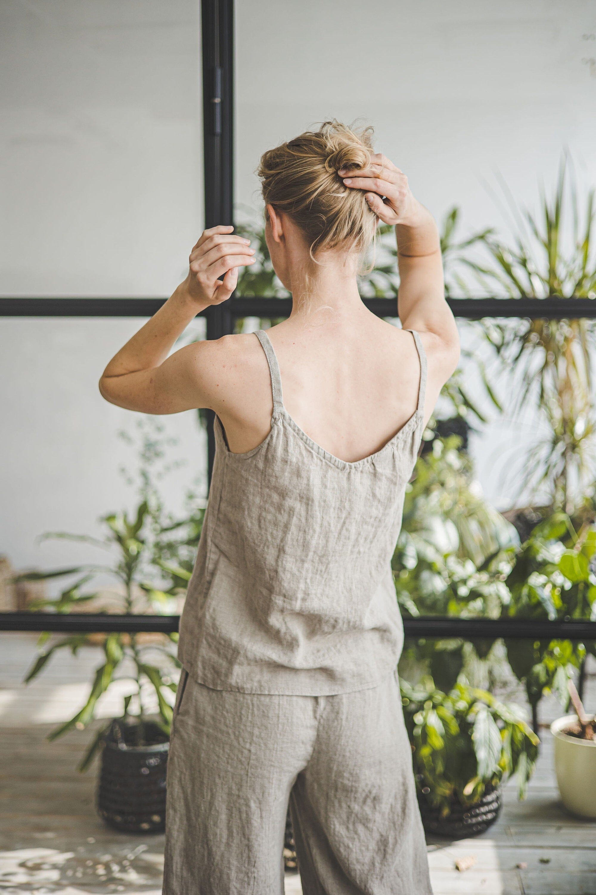 Spaghetti Strap Linen Top Old Linen Mill