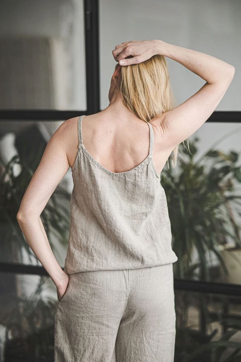 Spaghetti Strap Summer Linen Top Old Linen Mill