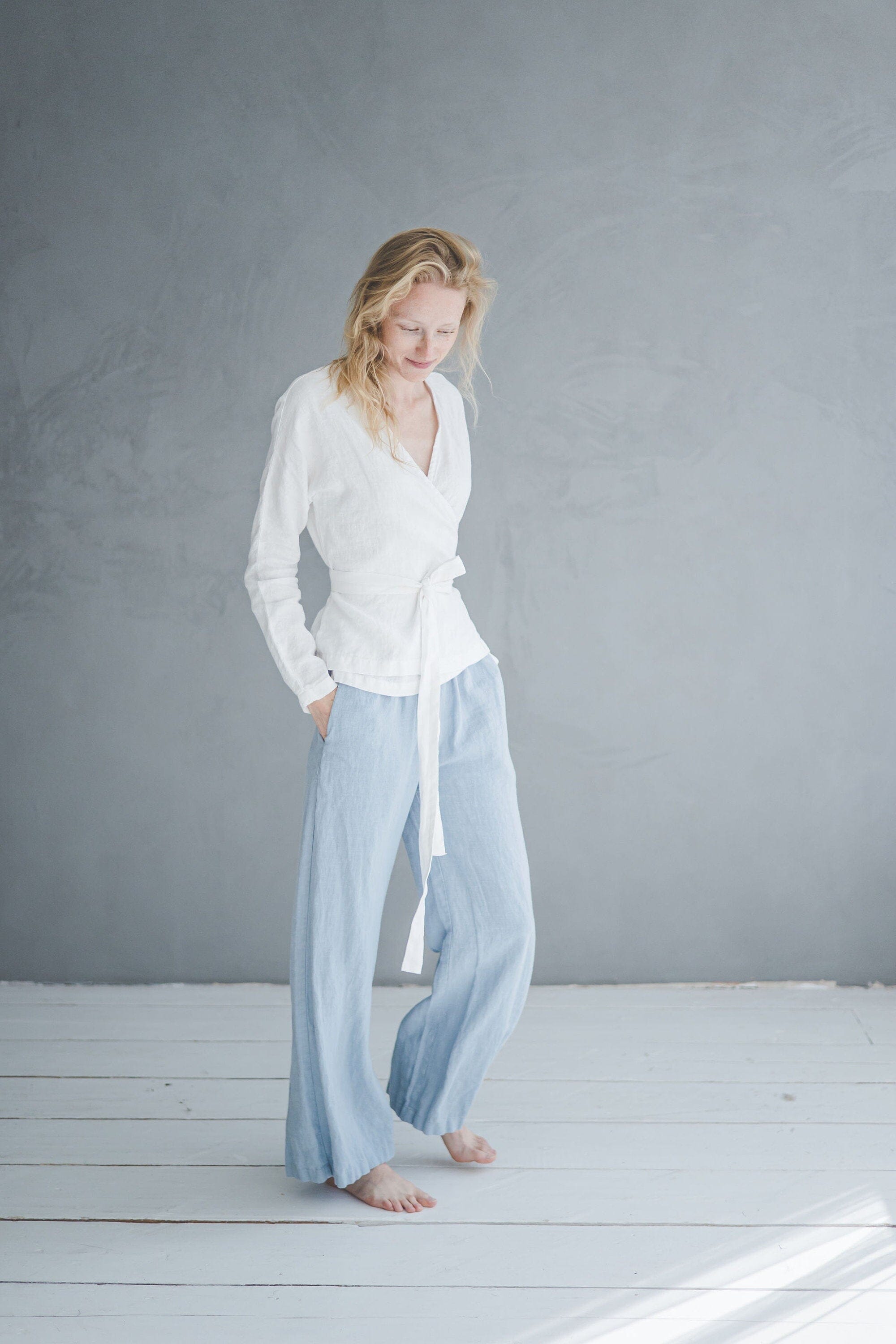 Summer Elastic Waist Linen Pants P08 Old Linen Mill