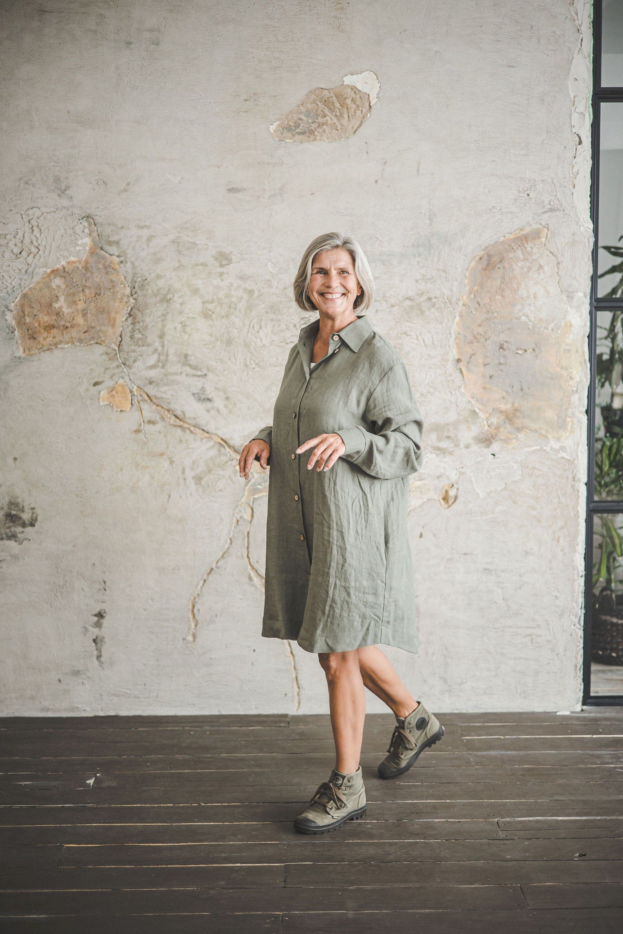 Summer Linen Loose Shirt with Side Pockets Old Linen Mill